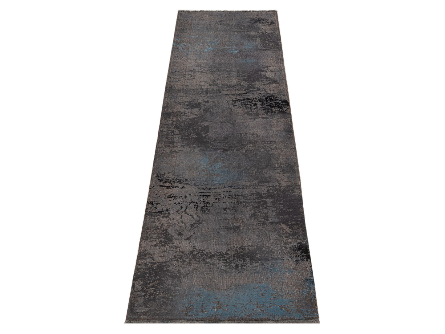 Vintage 107443 Gray Blue 3x9.3 Hand Knotted Rug