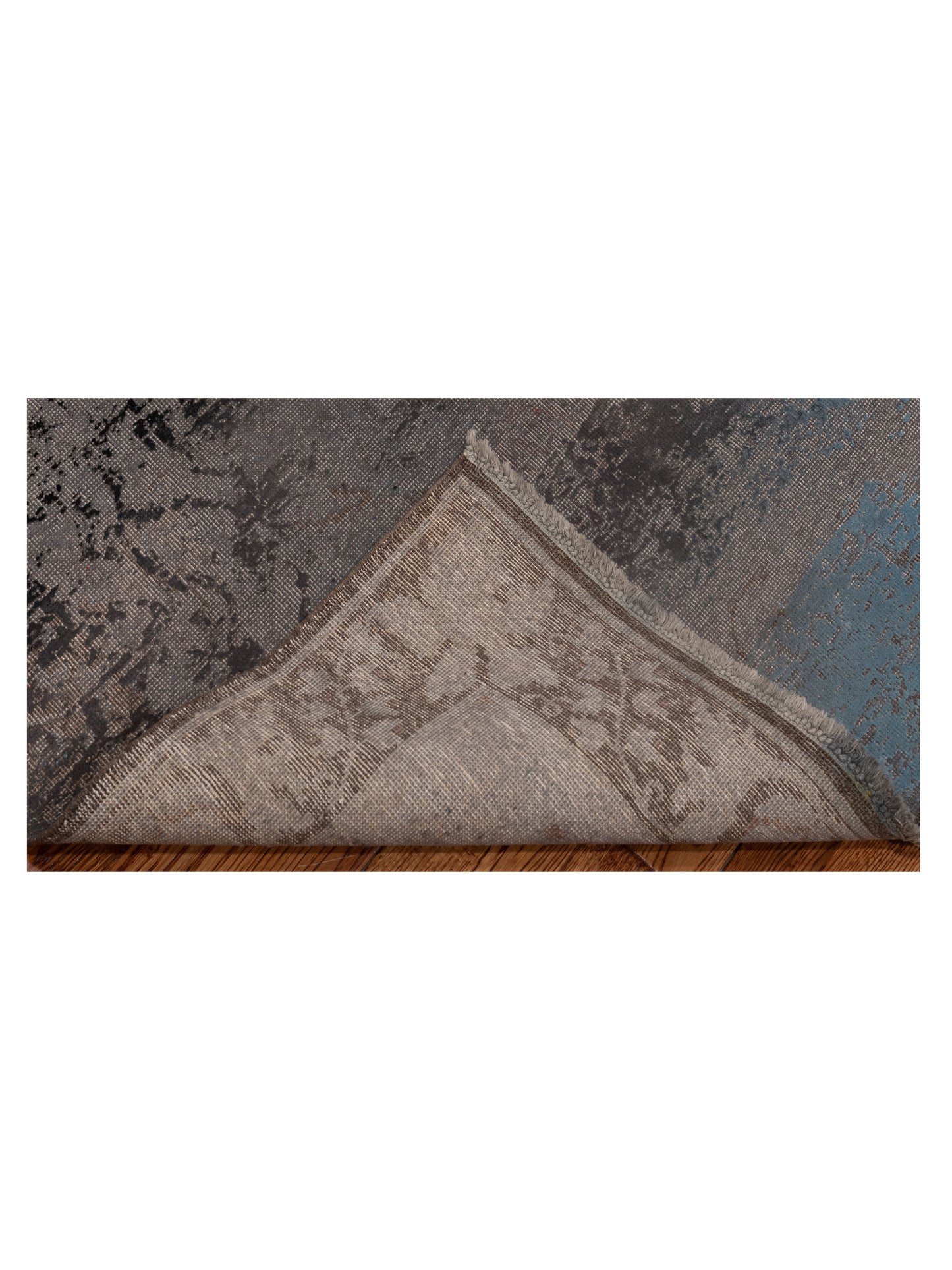 Vintage 107443 Gray Blue 3x9.3 Hand Knotted Rug