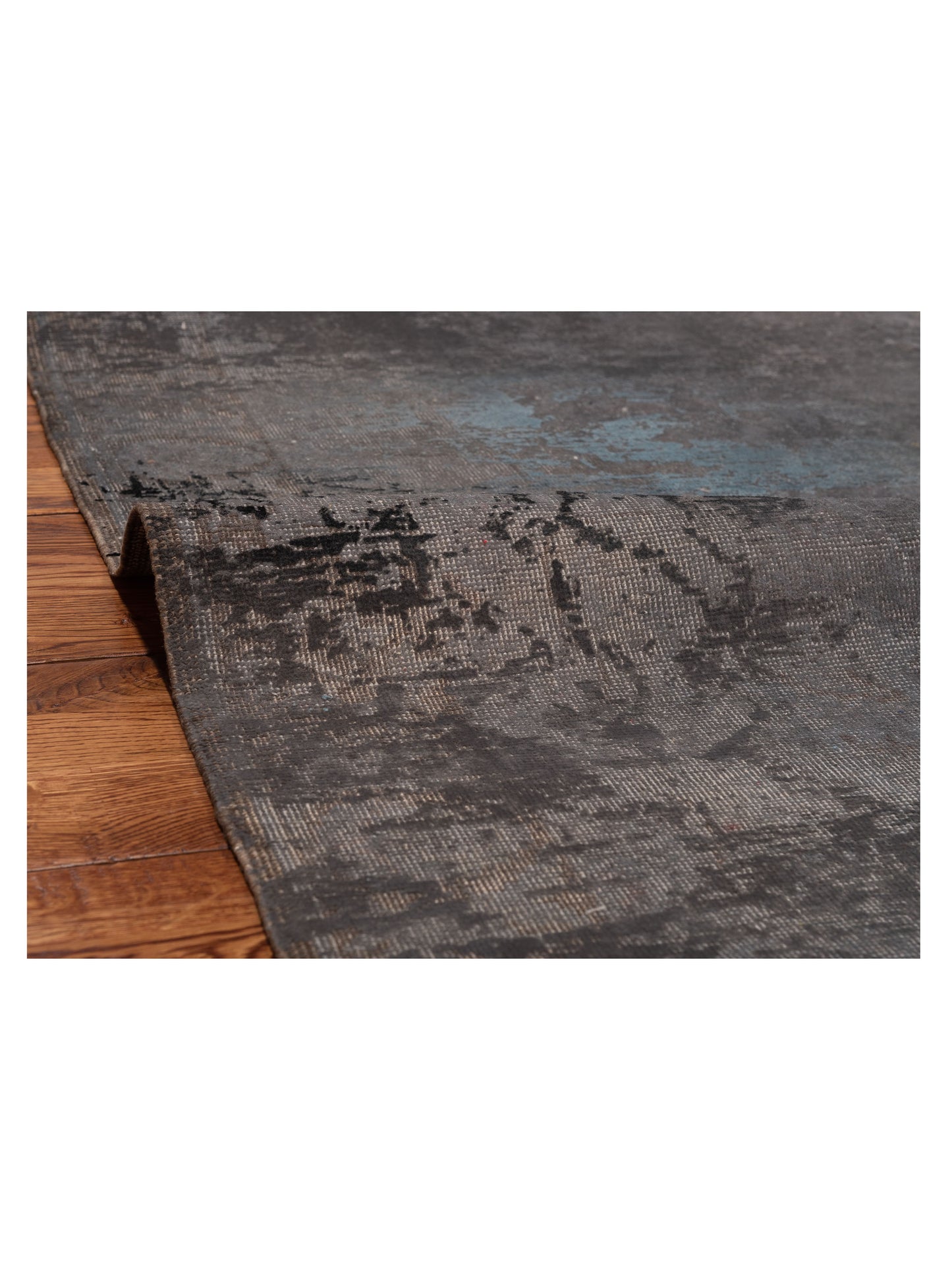 Vintage 107443 Gray Blue 3x9.3 Hand Knotted Rug