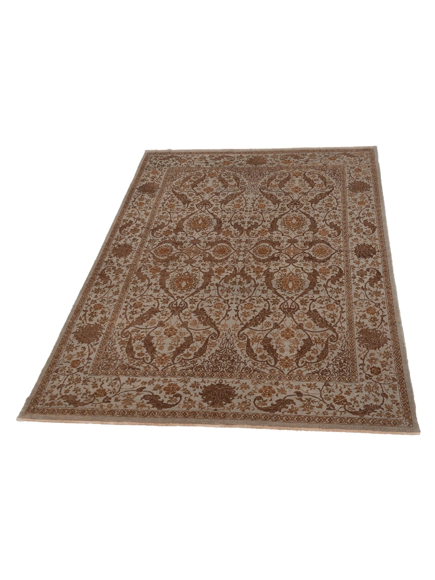 Defne Orchid Ice Blue Dark Brown 9.4x11.10 Hand Knotted Rug