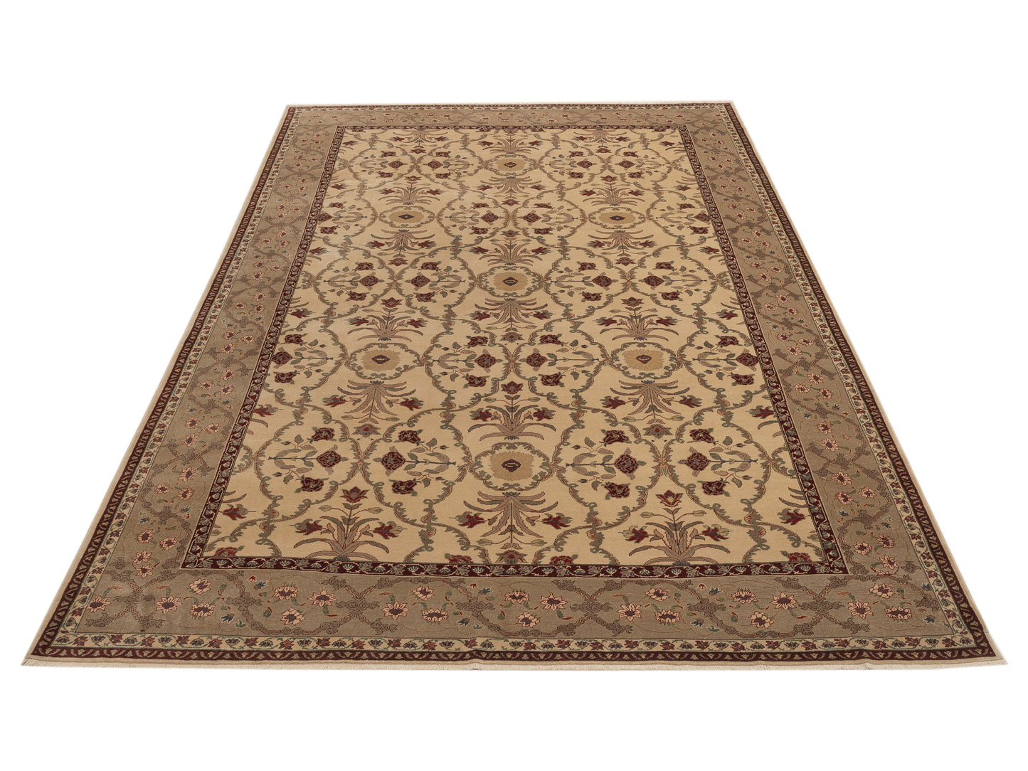 Antique Loom 107969 Ivory Sage Green 10.5x14.2 Hand Knotted Rug