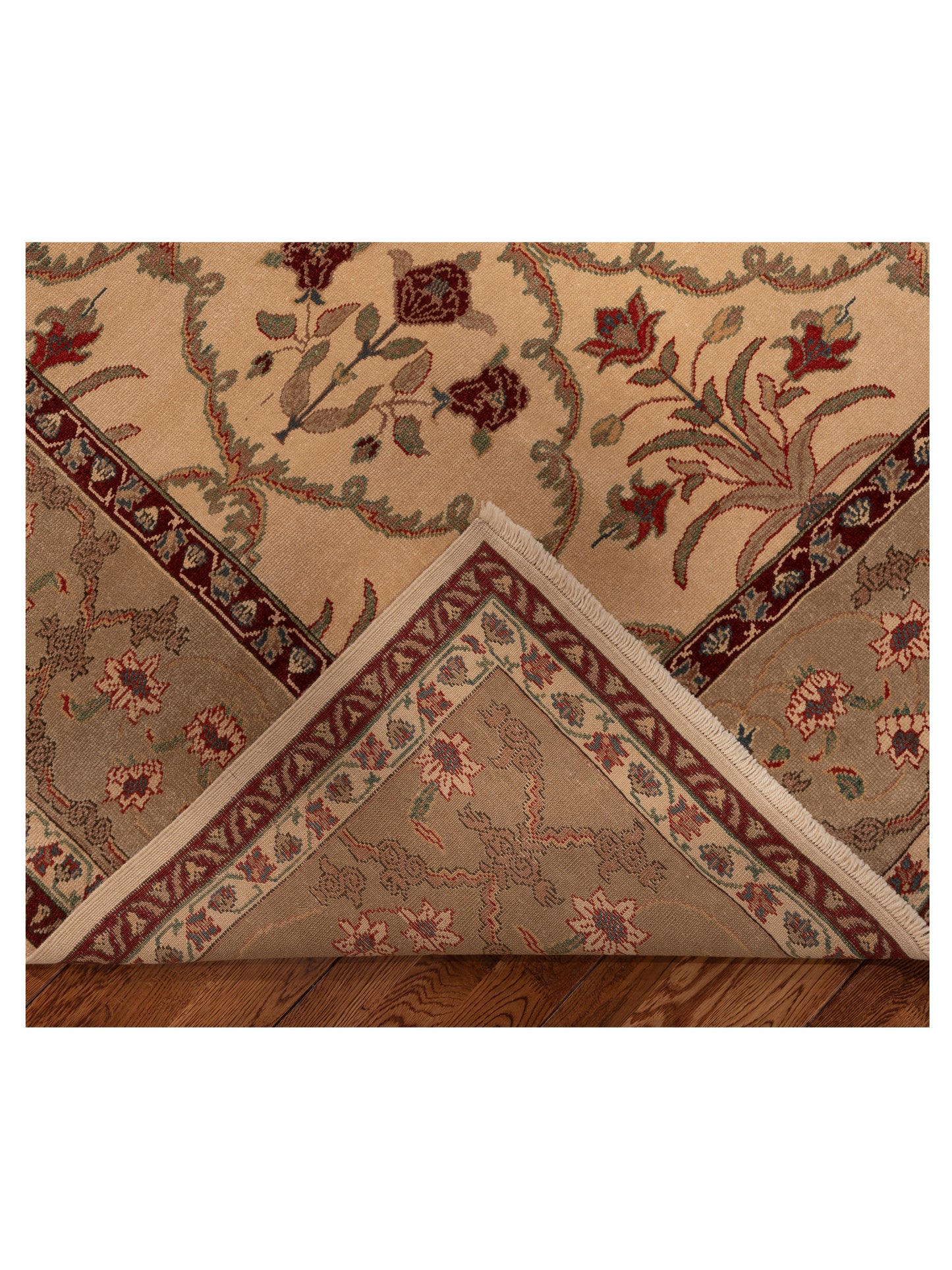 Antique Loom 107969 Ivory Sage Green 10.5x14.2 Hand Knotted Rug