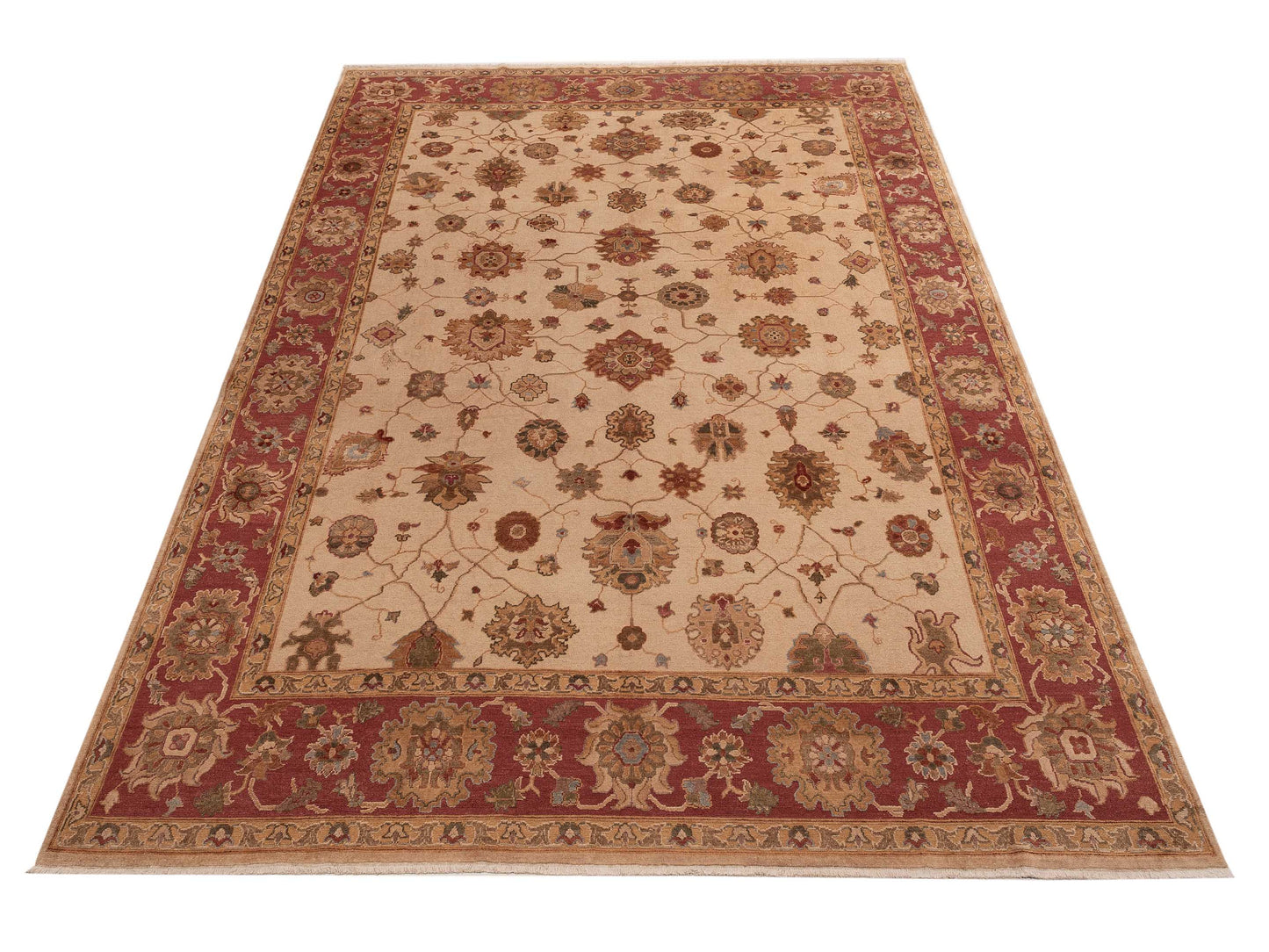 Elvan Zeliha Beige Rust 10.3x14.11 Hand Knotted Rug
