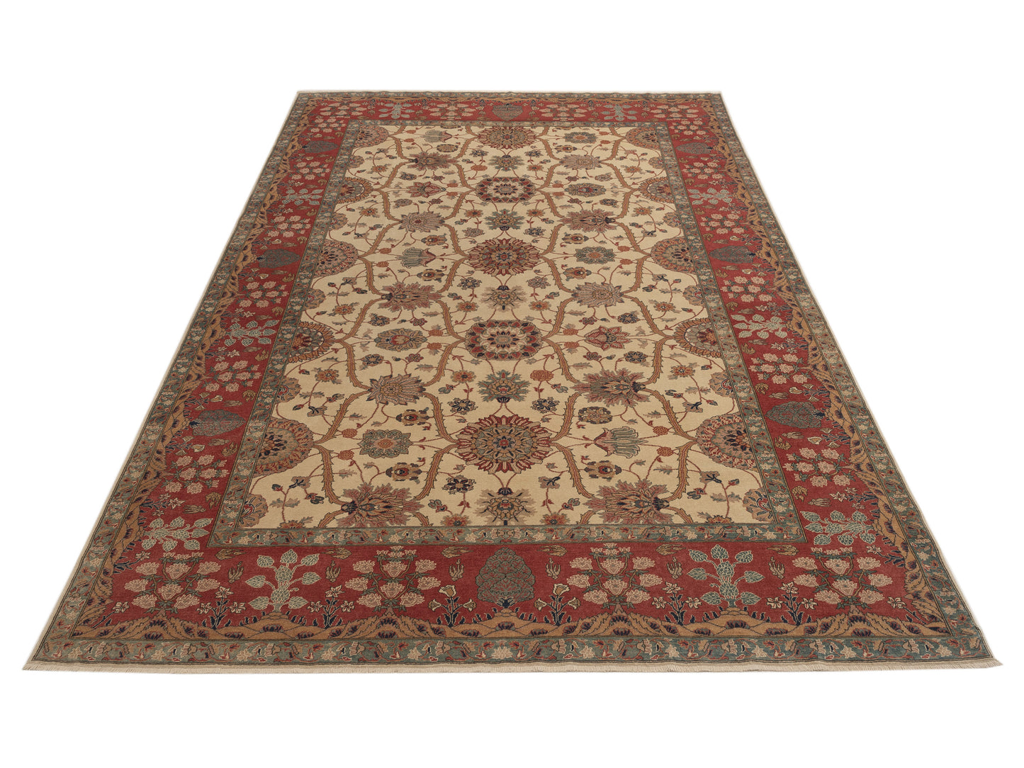 Antique Loom 108171 Ivory Rust 10.5x14.3 Hand Knotted Rug