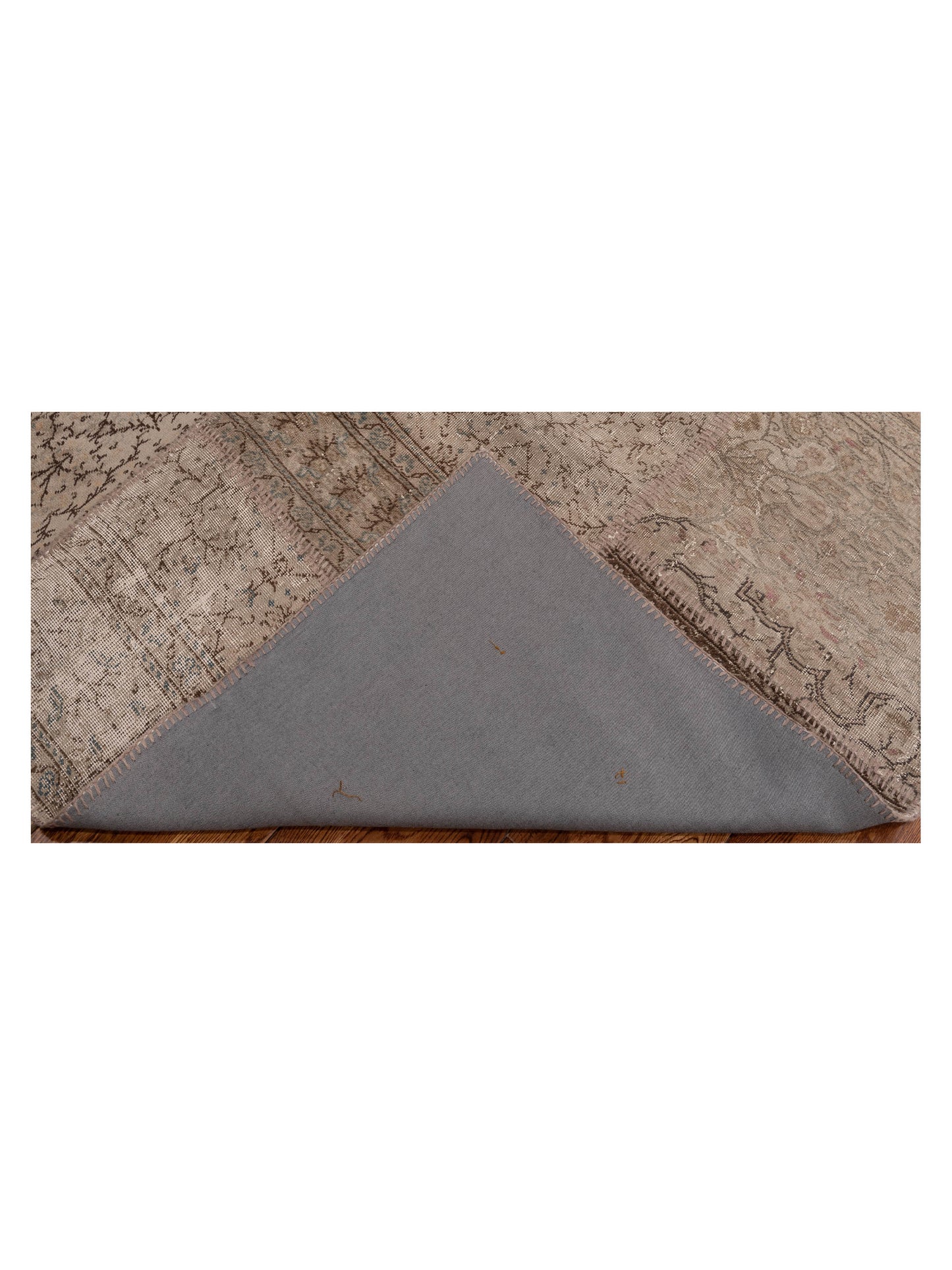 Turkish Vestige Patchwork 109463 Gray Brown 7.11x9.10 Hand Knotted Rug