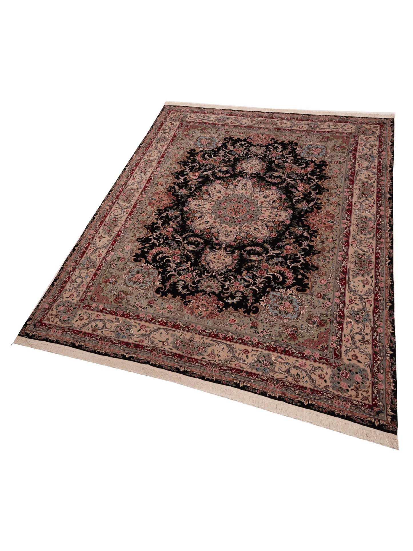 Mastersilk 109565 Black Beige 9x11.11 Hand Knotted Rug