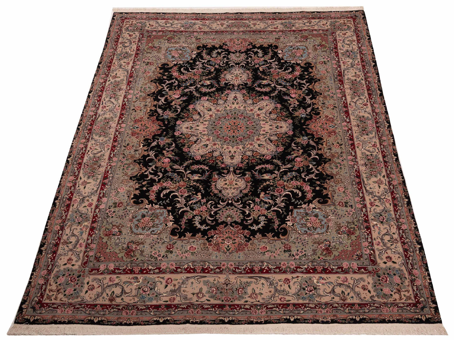 Mastersilk 109565 Black Beige 9x11.11 Hand Knotted Rug