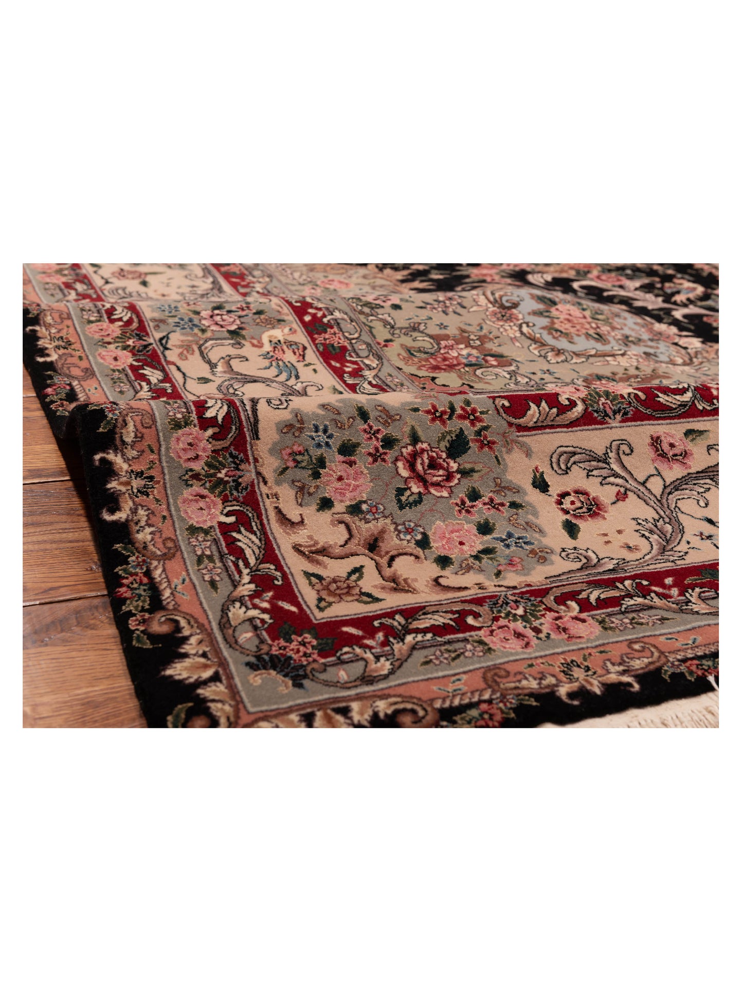 Mastersilk 109565 Black Beige 9x11.11 Hand Knotted Rug