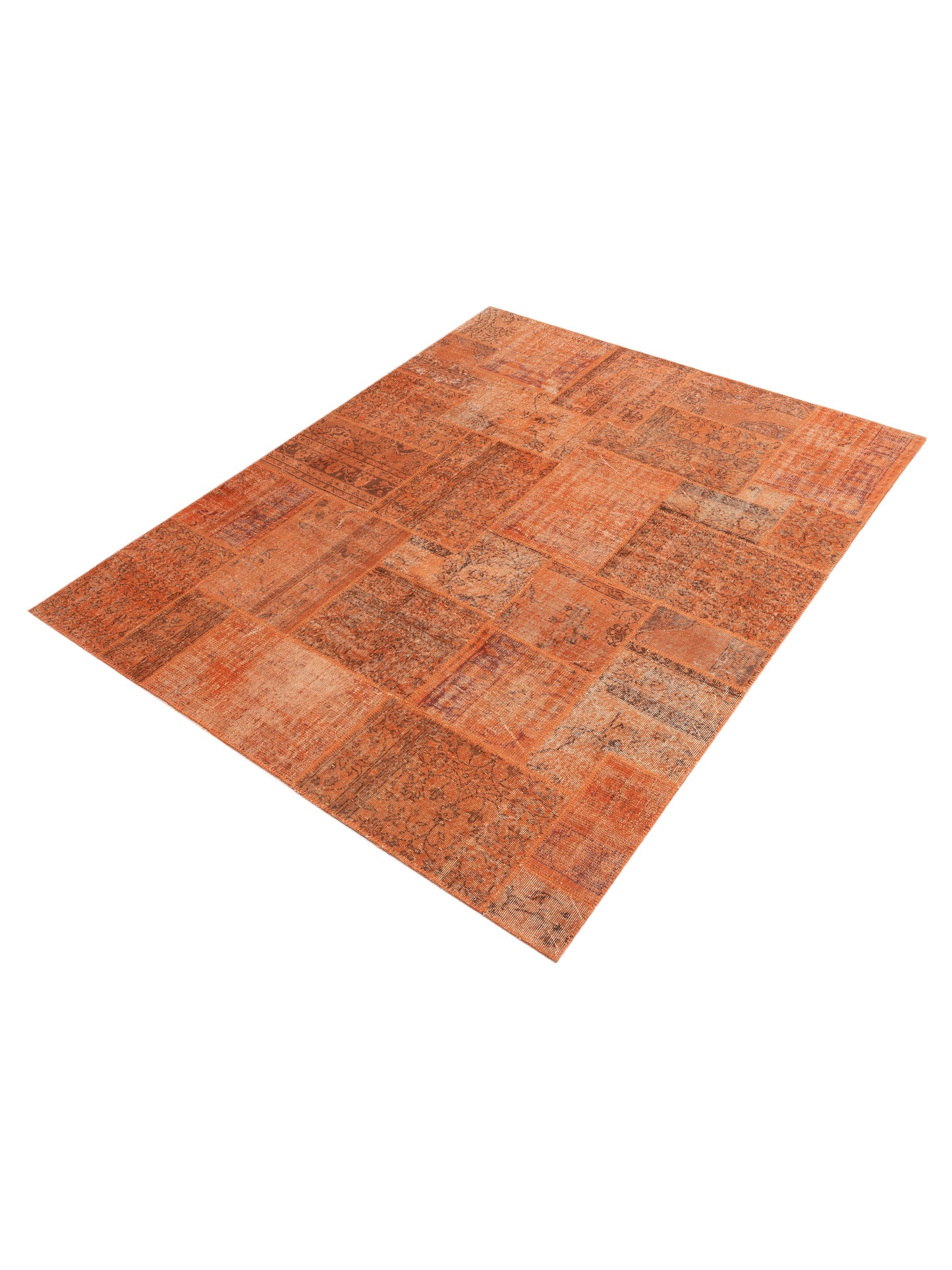 Turkish Vestige Patchwork 110116 Orange 8x1.1 Hand Knotted Rug