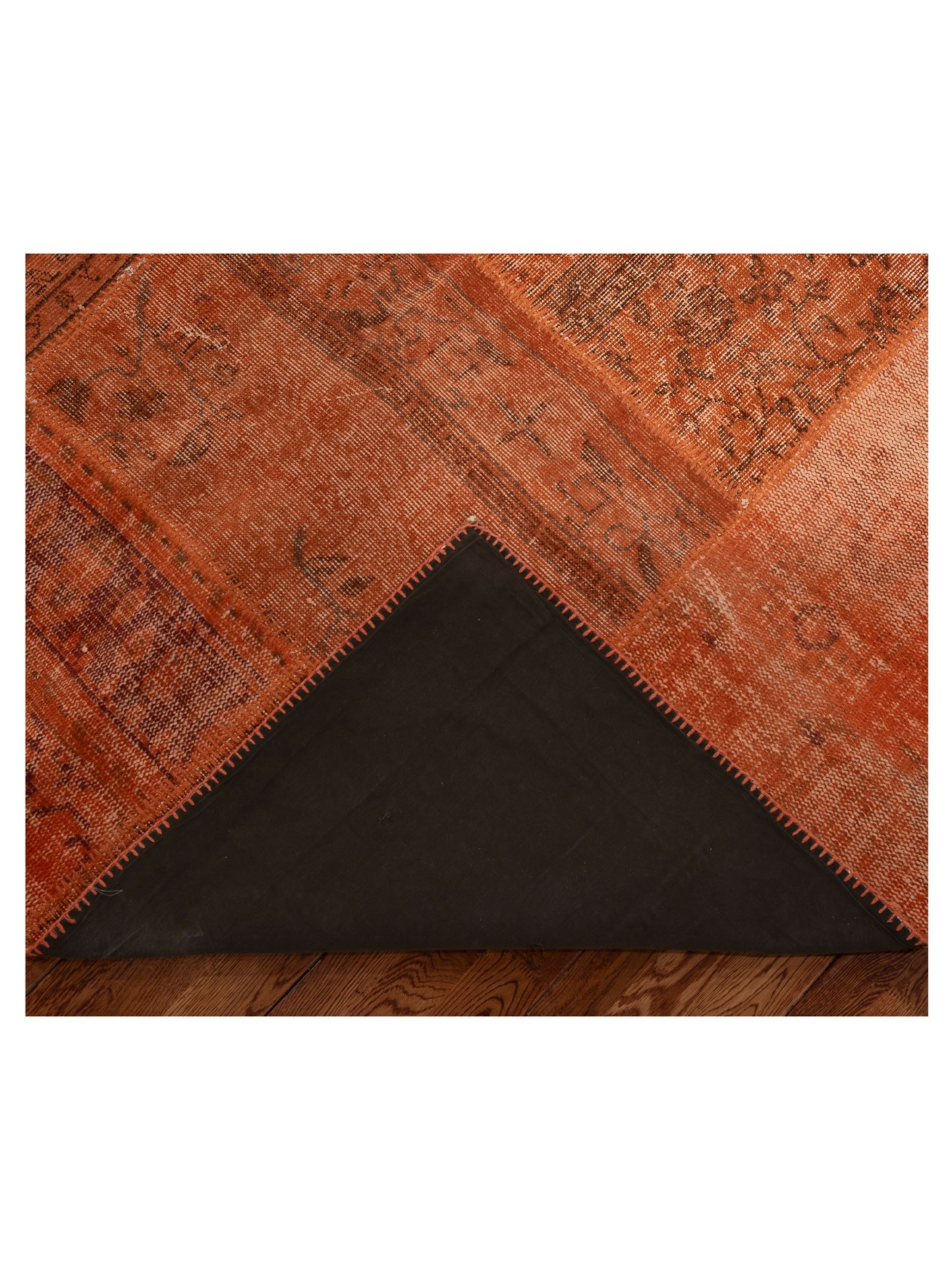 Turkish Vestige Patchwork 110116 Orange 8x1.1 Hand Knotted Rug