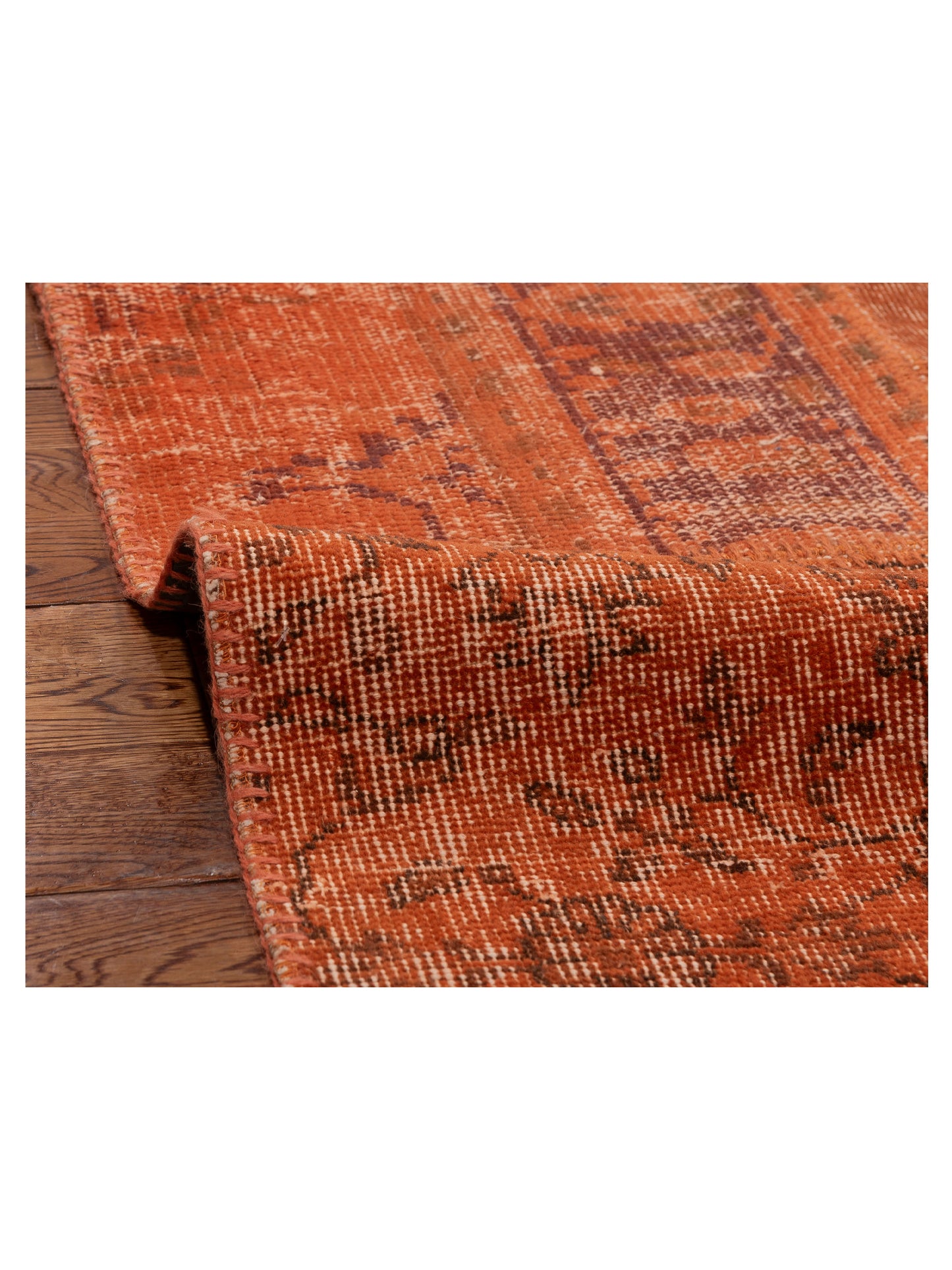 Turkish Vestige Patchwork 110116 Orange 8x1.1 Hand Knotted Rug