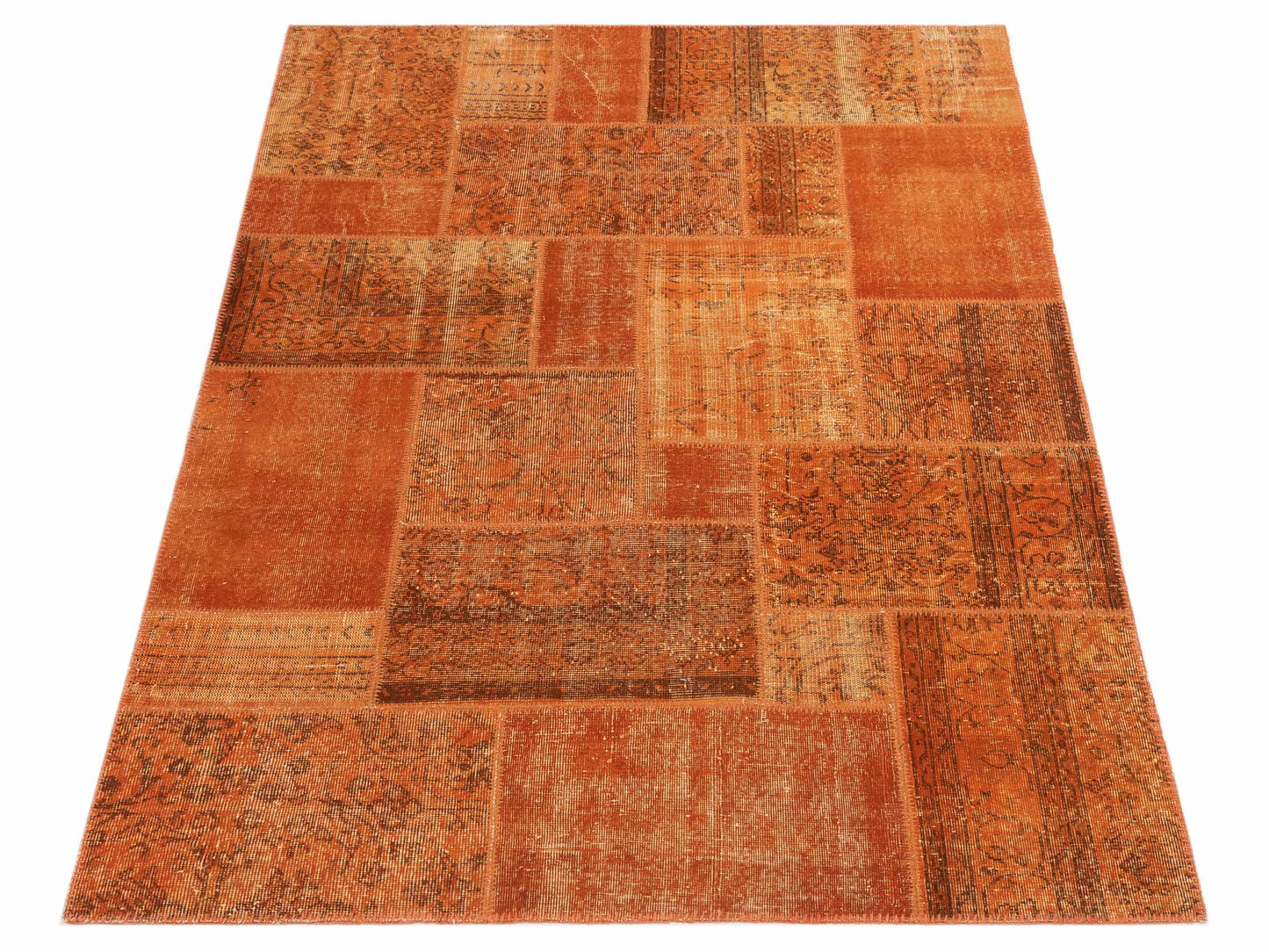 Turkish Vestige Patchwork 110122 Orange 6x9 Hand Knotted Rug