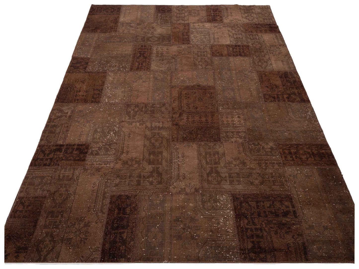 Turkish Vestige Patchwork 110137 Dark Brown 9x11.7 Hand Knotted Rug