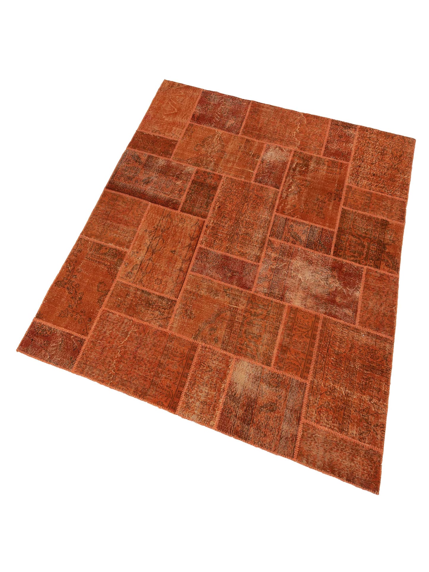 Turkish Vestige Patchwork 110144 Orange Orange 8.1x9.11 Hand Knotted Rug
