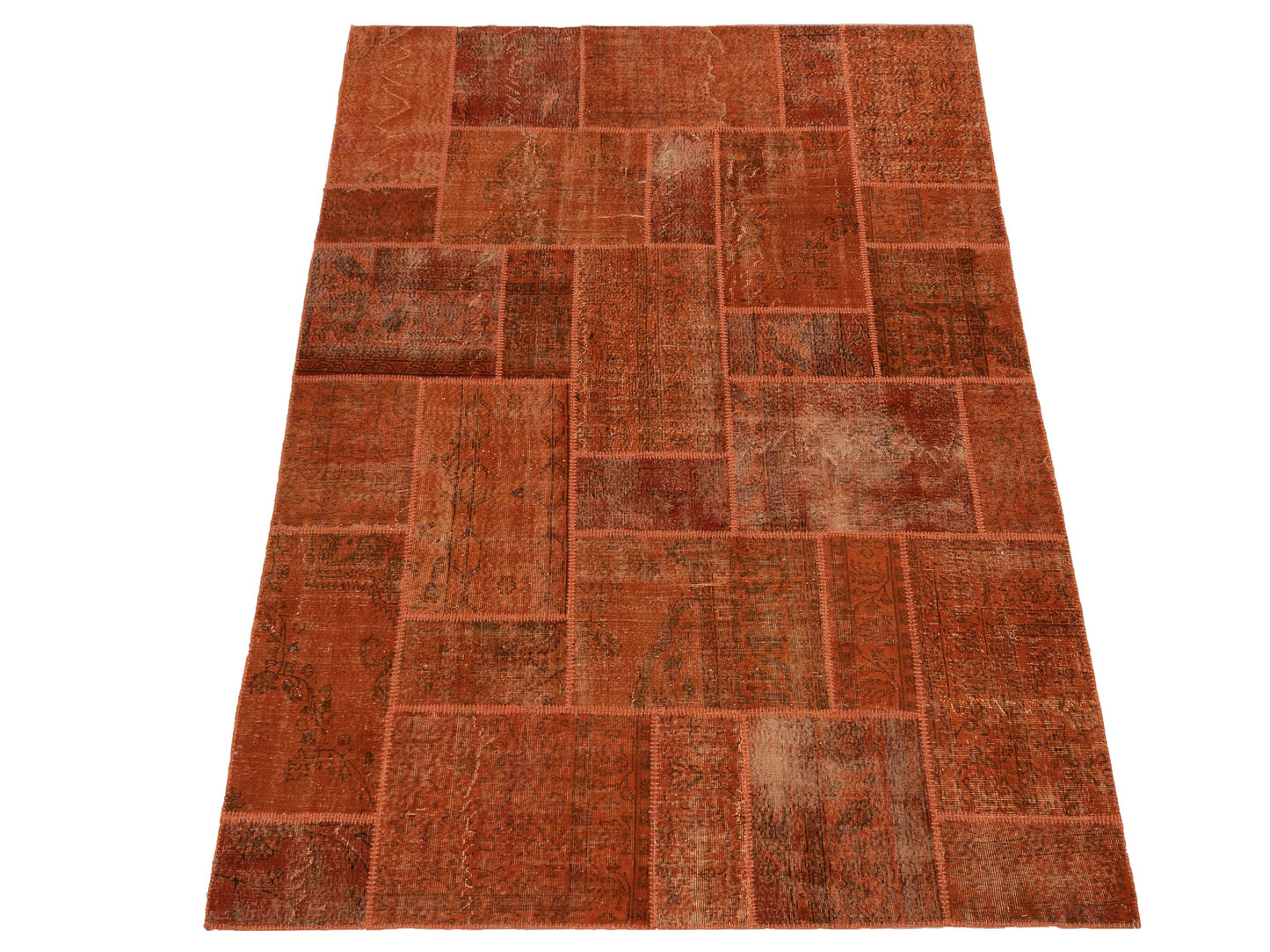 Turkish Vestige Patchwork 110144 Orange Orange 8.1x9.11 Hand Knotted Rug
