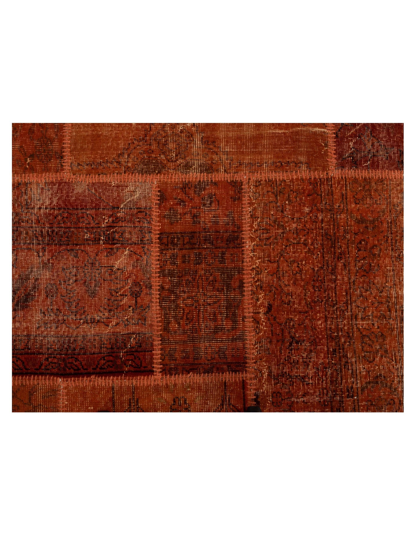 Turkish Vestige Patchwork 110144 Orange Orange 8.1x9.11 Hand Knotted Rug