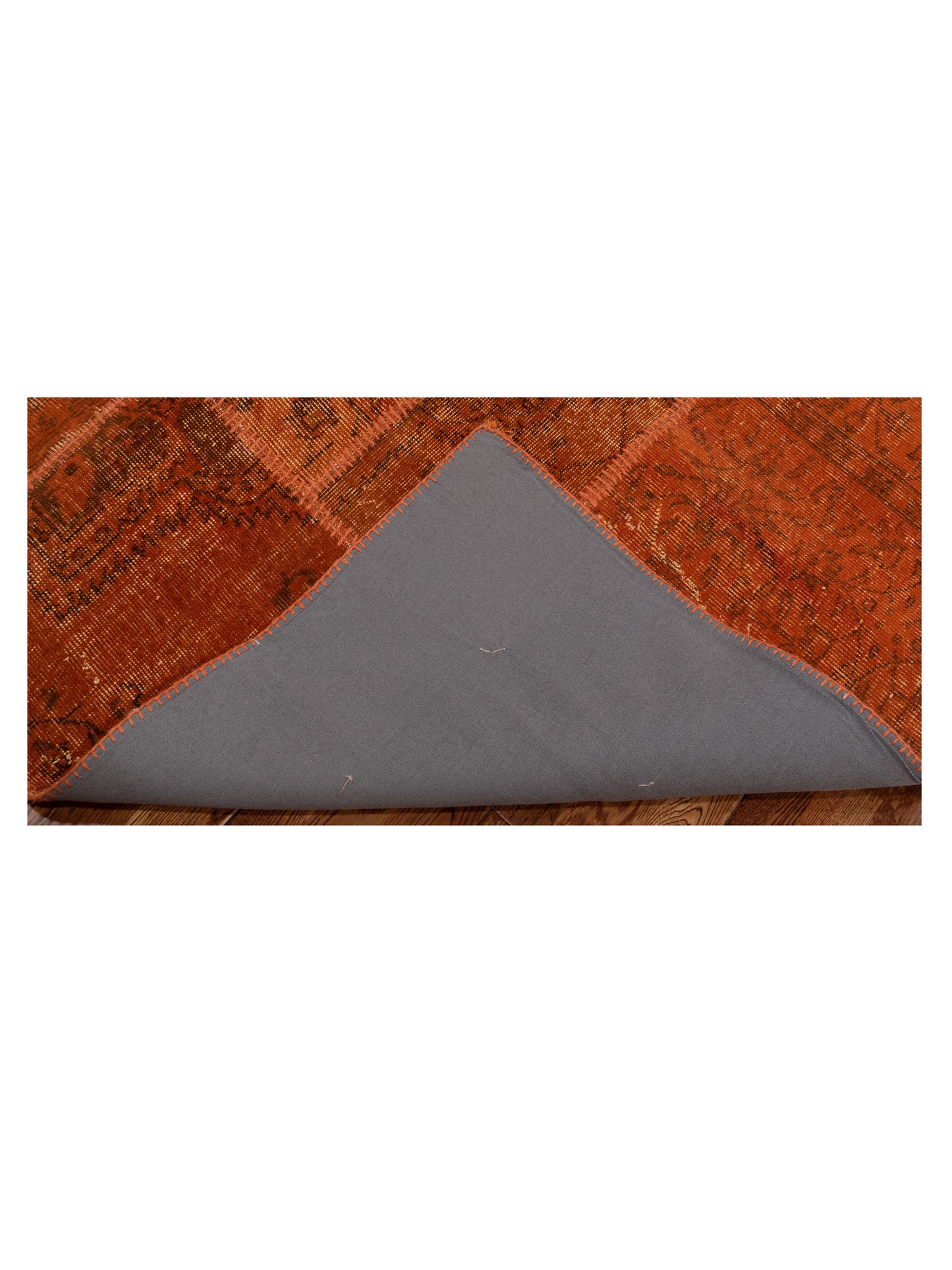 Turkish Vestige Patchwork 110144 Orange Orange 8.1x9.11 Hand Knotted Rug