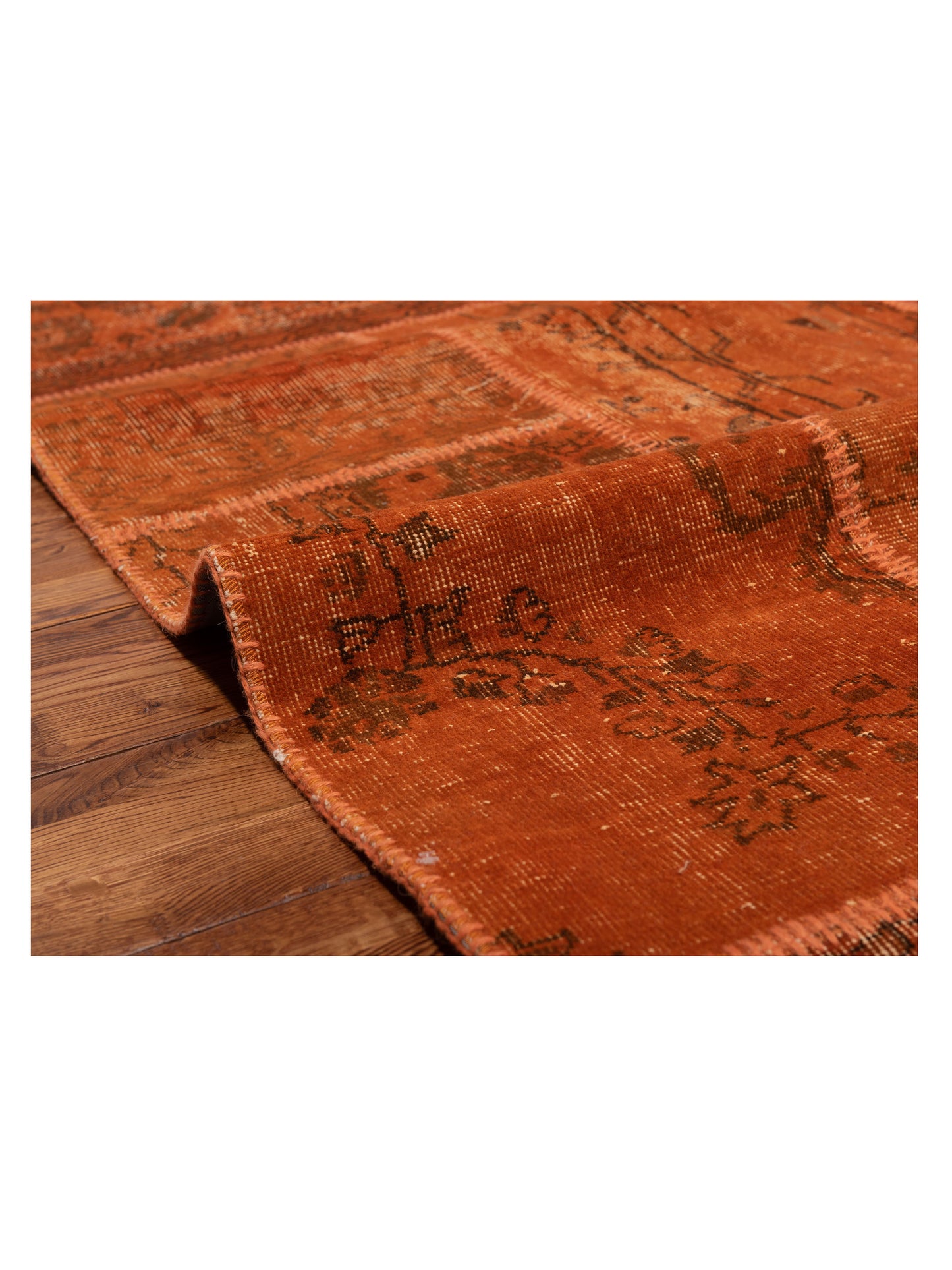 Turkish Vestige Patchwork 110144 Orange Orange 8.1x9.11 Hand Knotted Rug