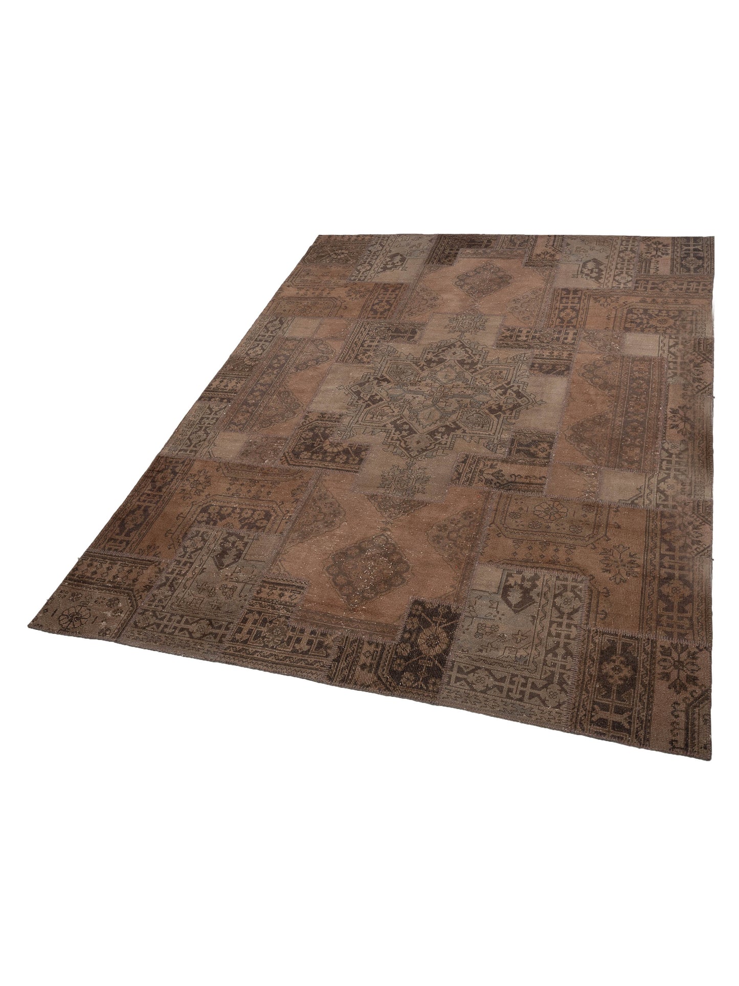Turkish Vestige Patchwork 110151 Brown 10x13.3 Hand Knotted Rug