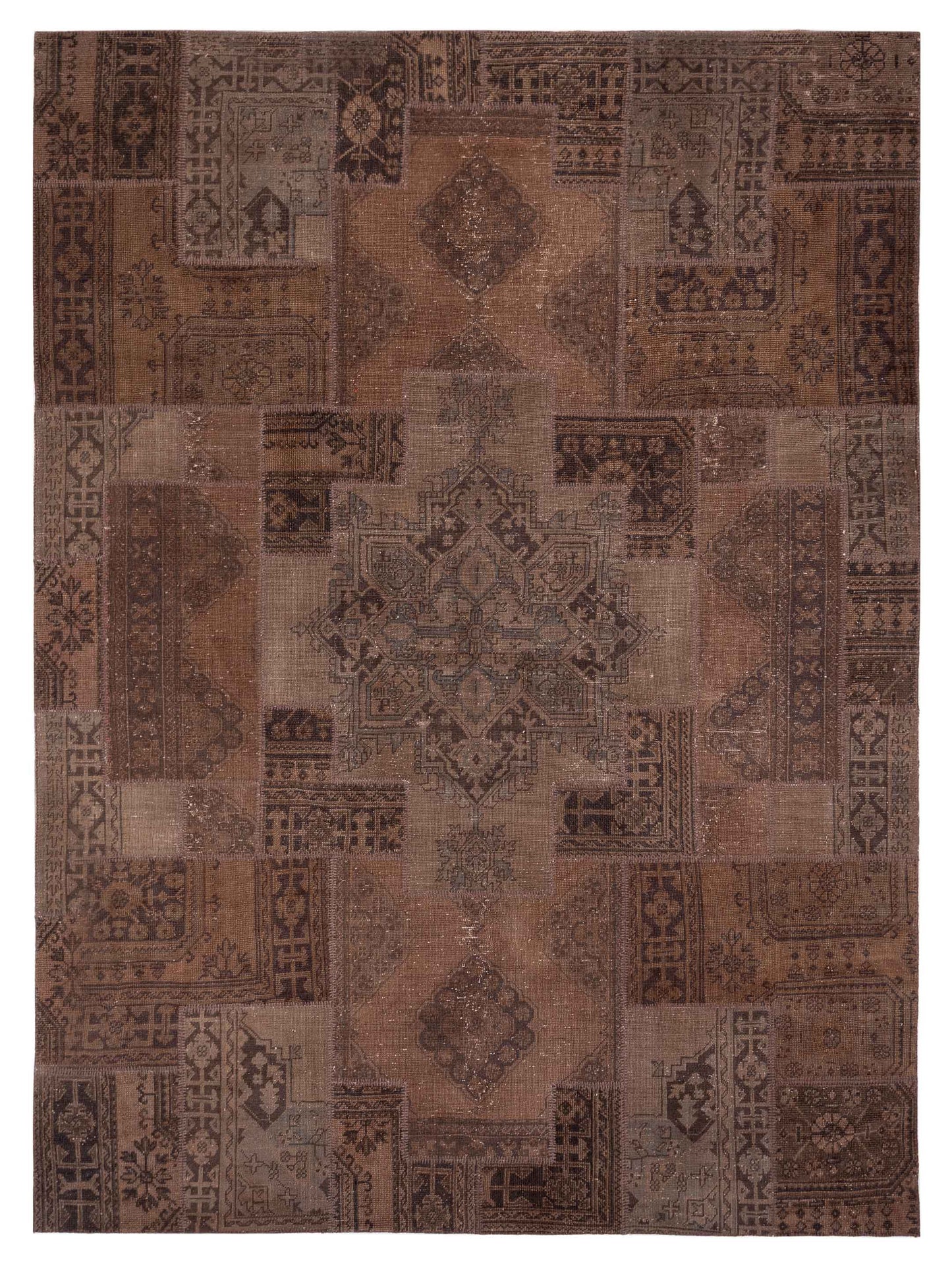 Pasha Turkish Vestige Patchwork Brown Contemporary
