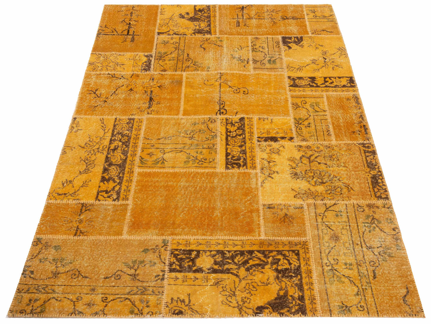 Turkish Vestige Patchwork 110155 Yellow 6.1x9 Hand Knotted Rug
