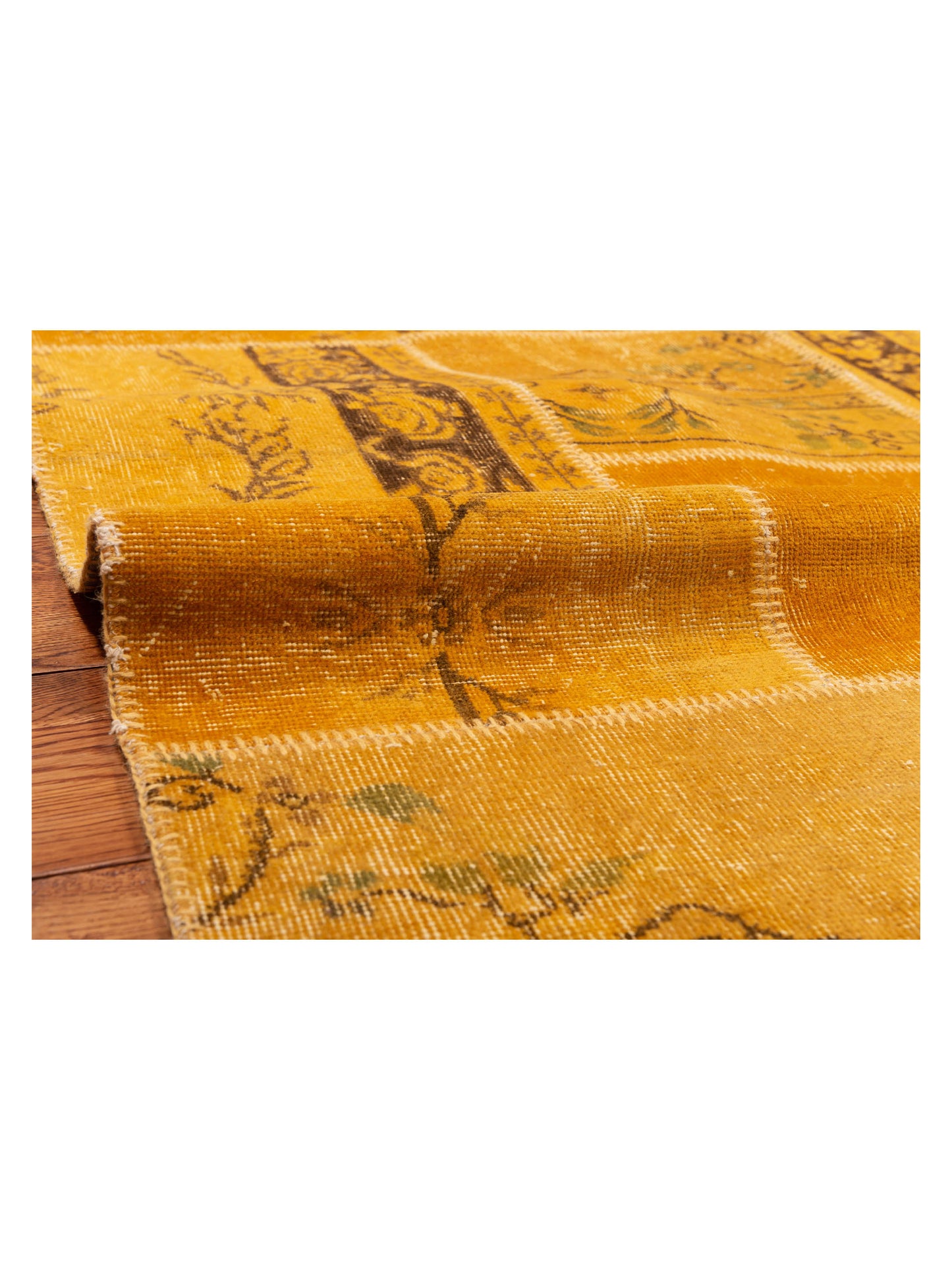 Turkish Vestige Patchwork 110155 Yellow 6.1x9 Hand Knotted Rug