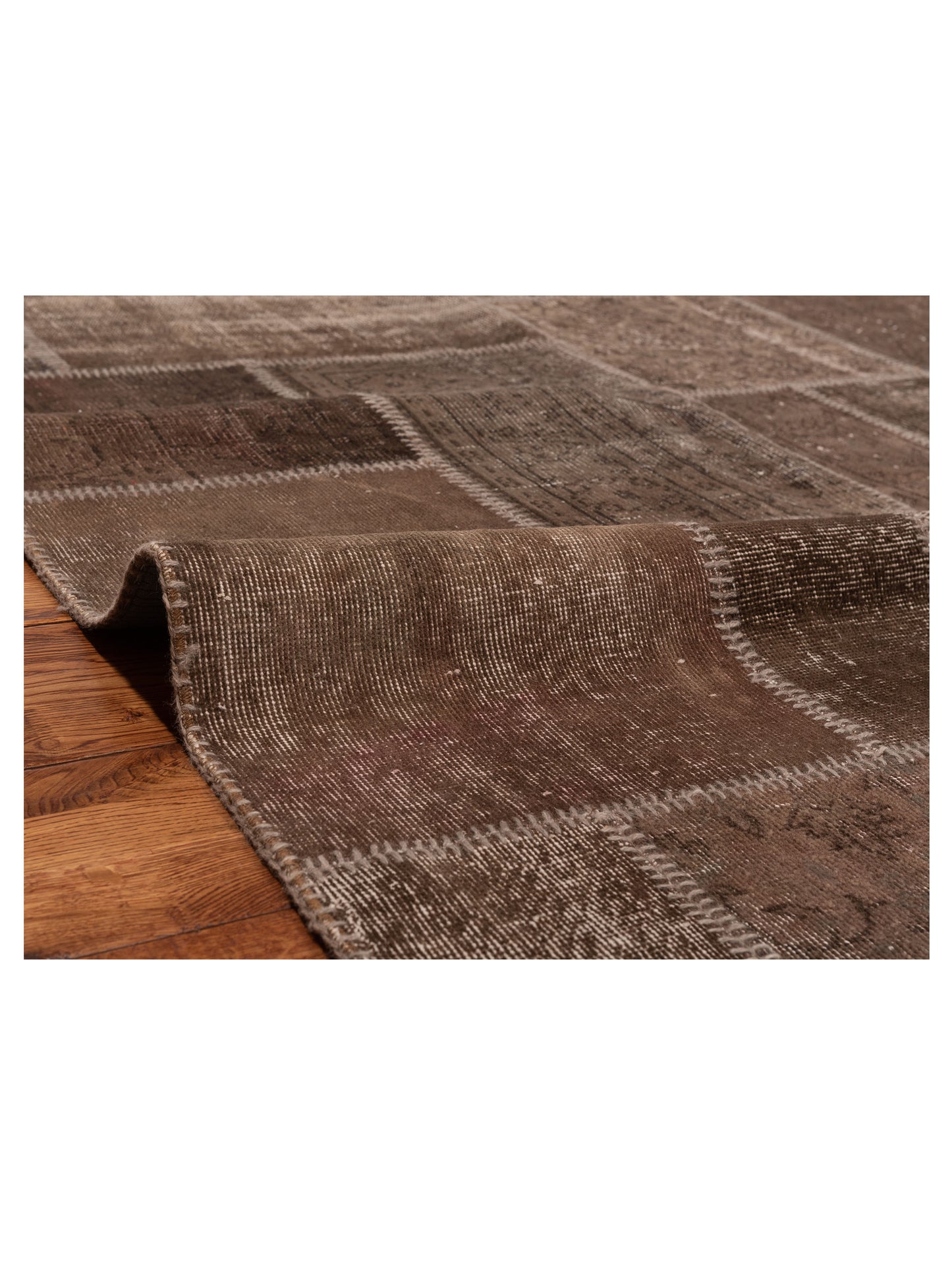 Turkish Vestige Patchwork 110185 Dark Brown 6x9 Hand Knotted Rug