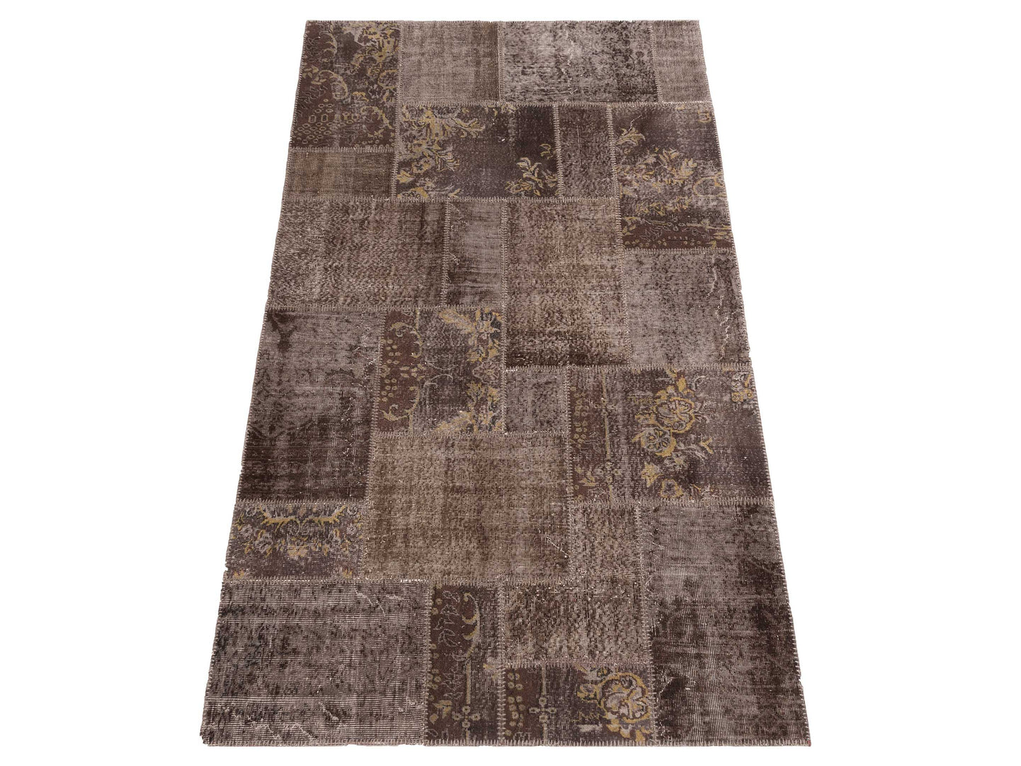 Turkish Vestige Patchwork 110209 Brown 6.1x9 Hand Knotted Rug