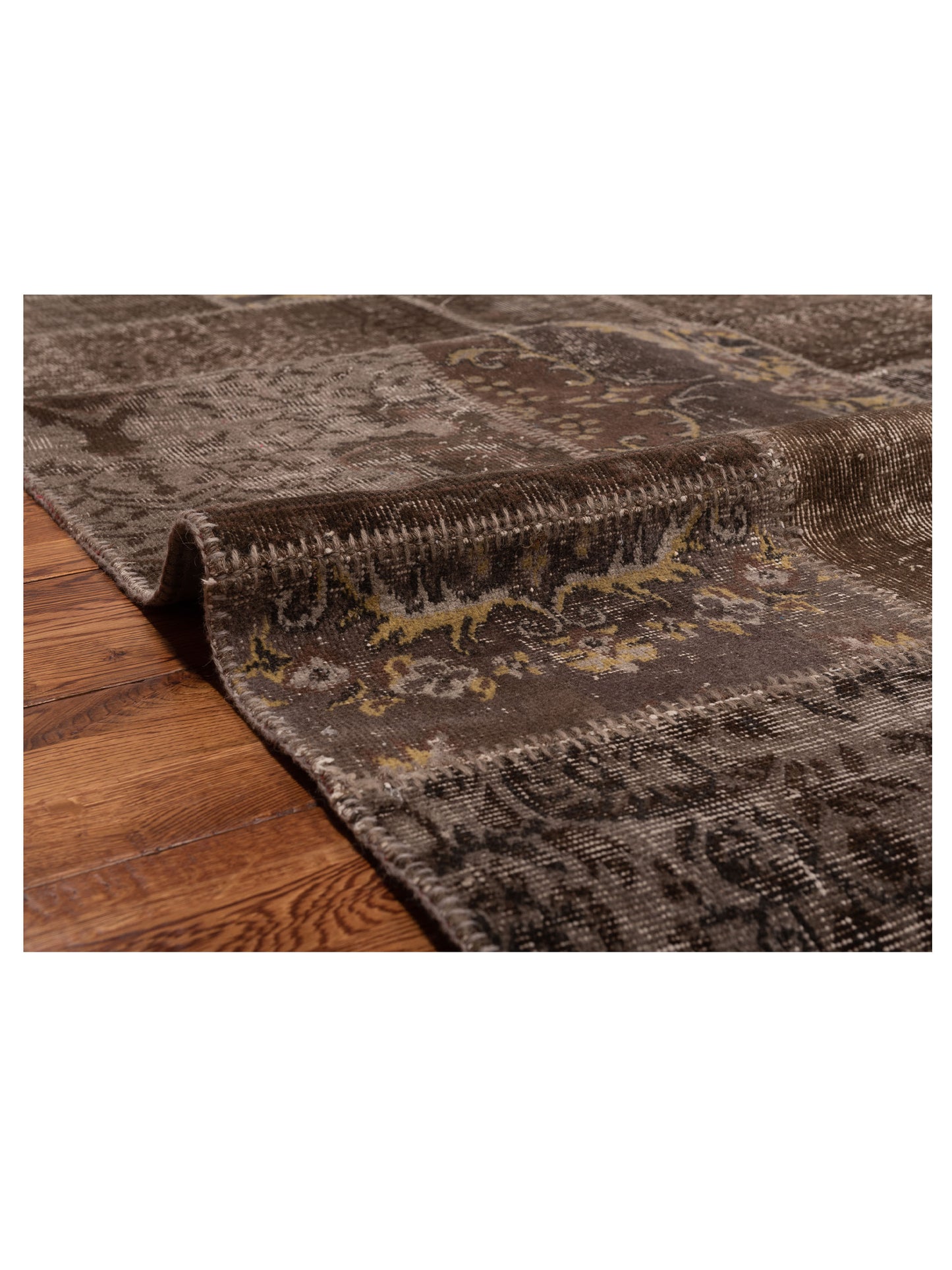 Turkish Vestige Patchwork 110209 Brown 6.1x9 Hand Knotted Rug