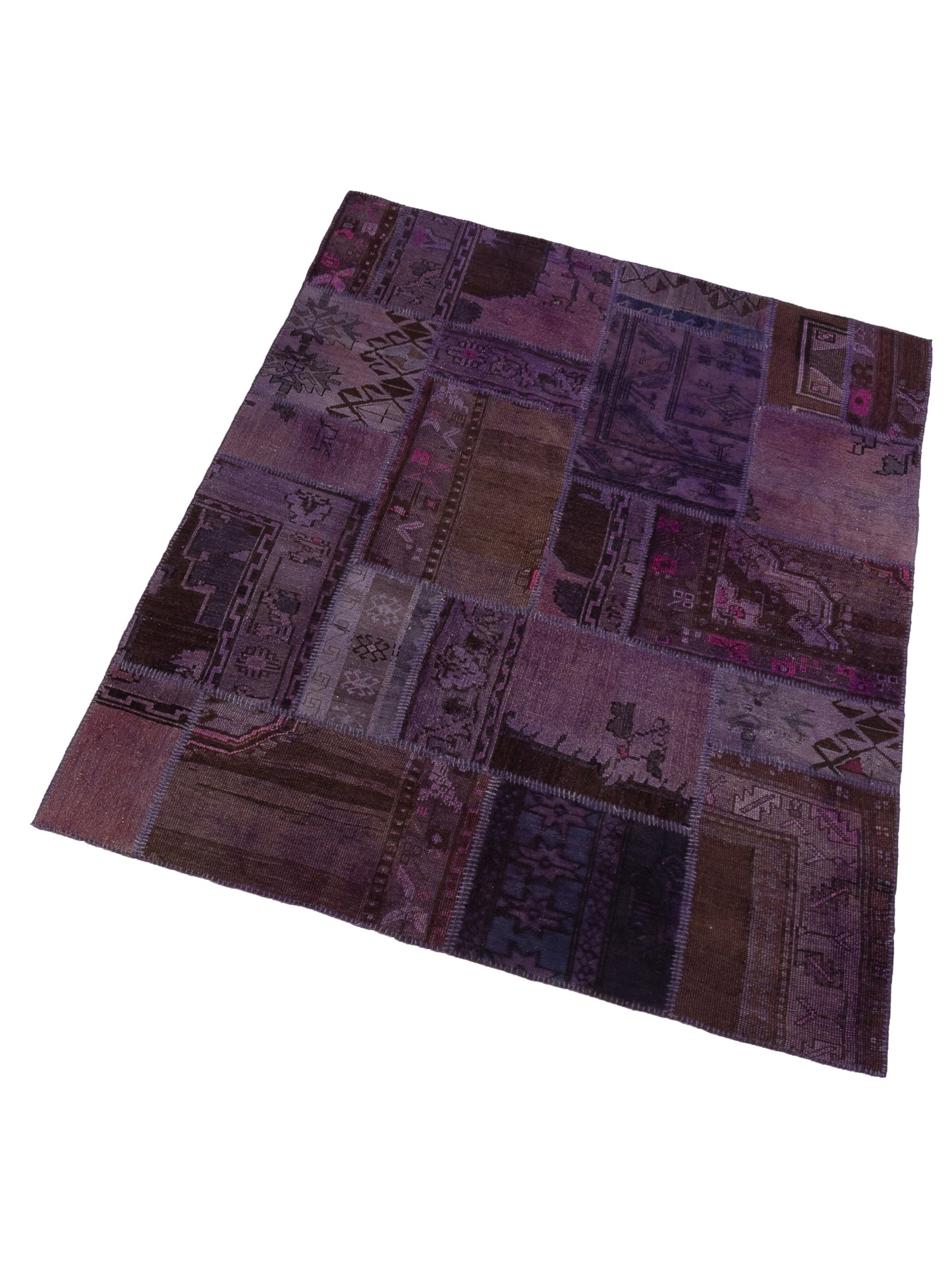 Turkish Vestige Patchwork 110251 Purple 6.7x8.2 Hand Knotted Rug