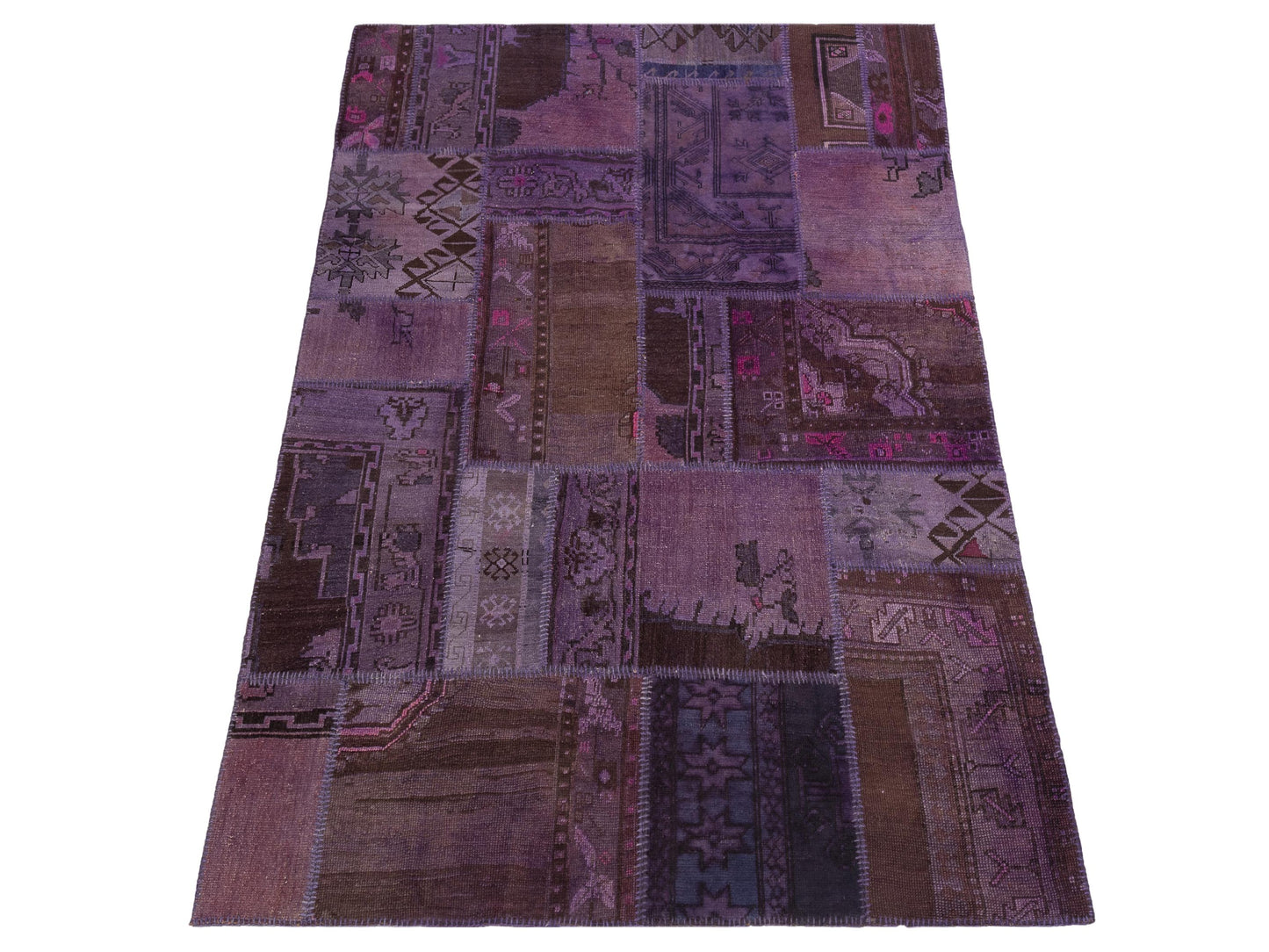 Turkish Vestige Patchwork 110251 Purple 6.7x8.2 Hand Knotted Rug