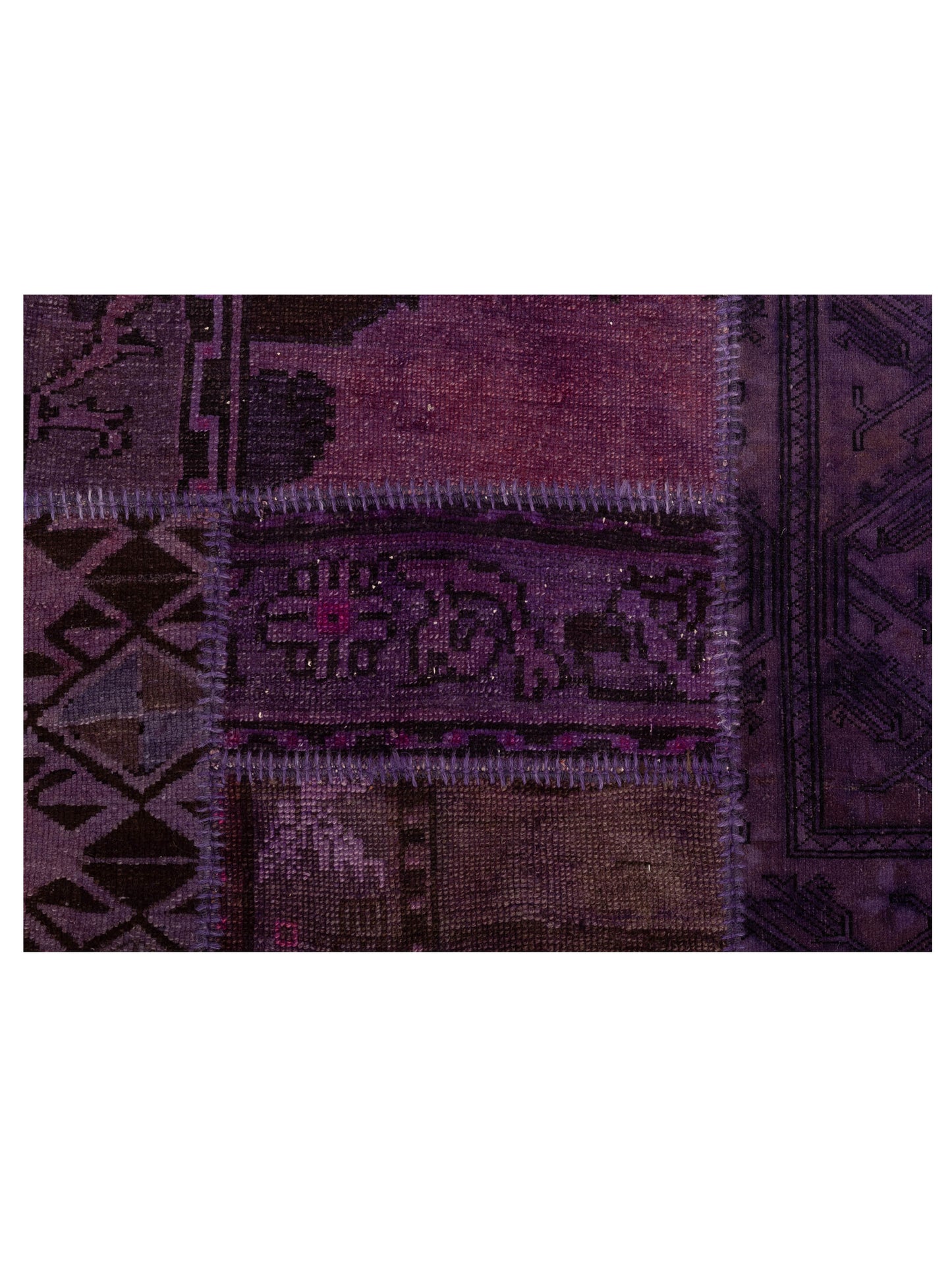 Turkish Vestige Patchwork 110251 Purple 6.7x8.2 Hand Knotted Rug