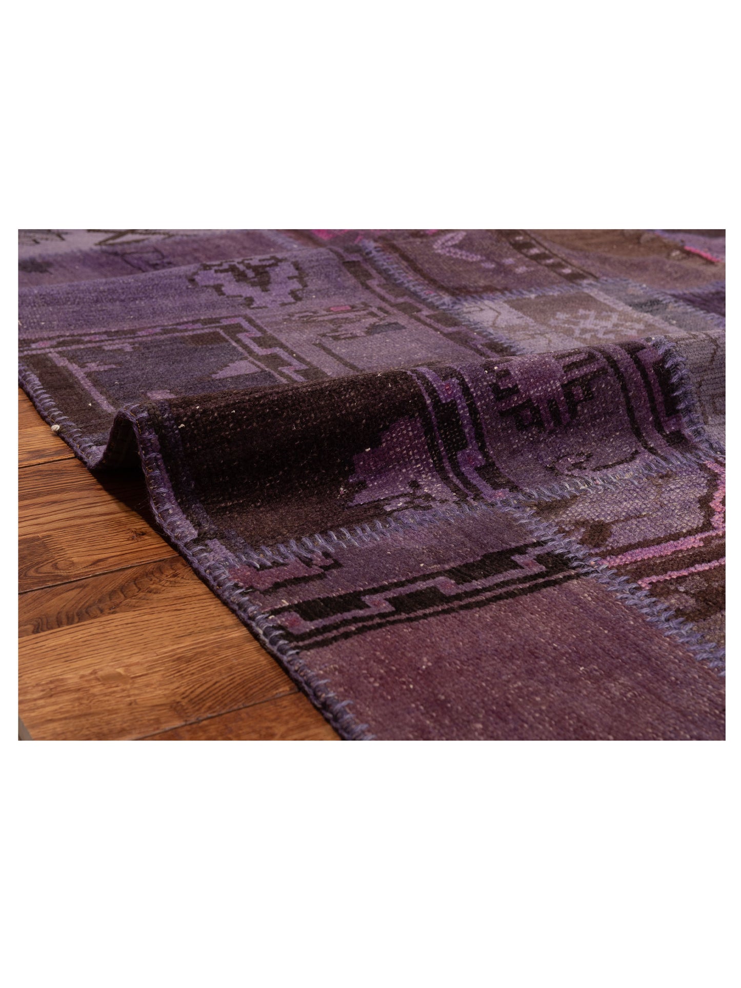 Turkish Vestige Patchwork 110251 Purple 6.7x8.2 Hand Knotted Rug