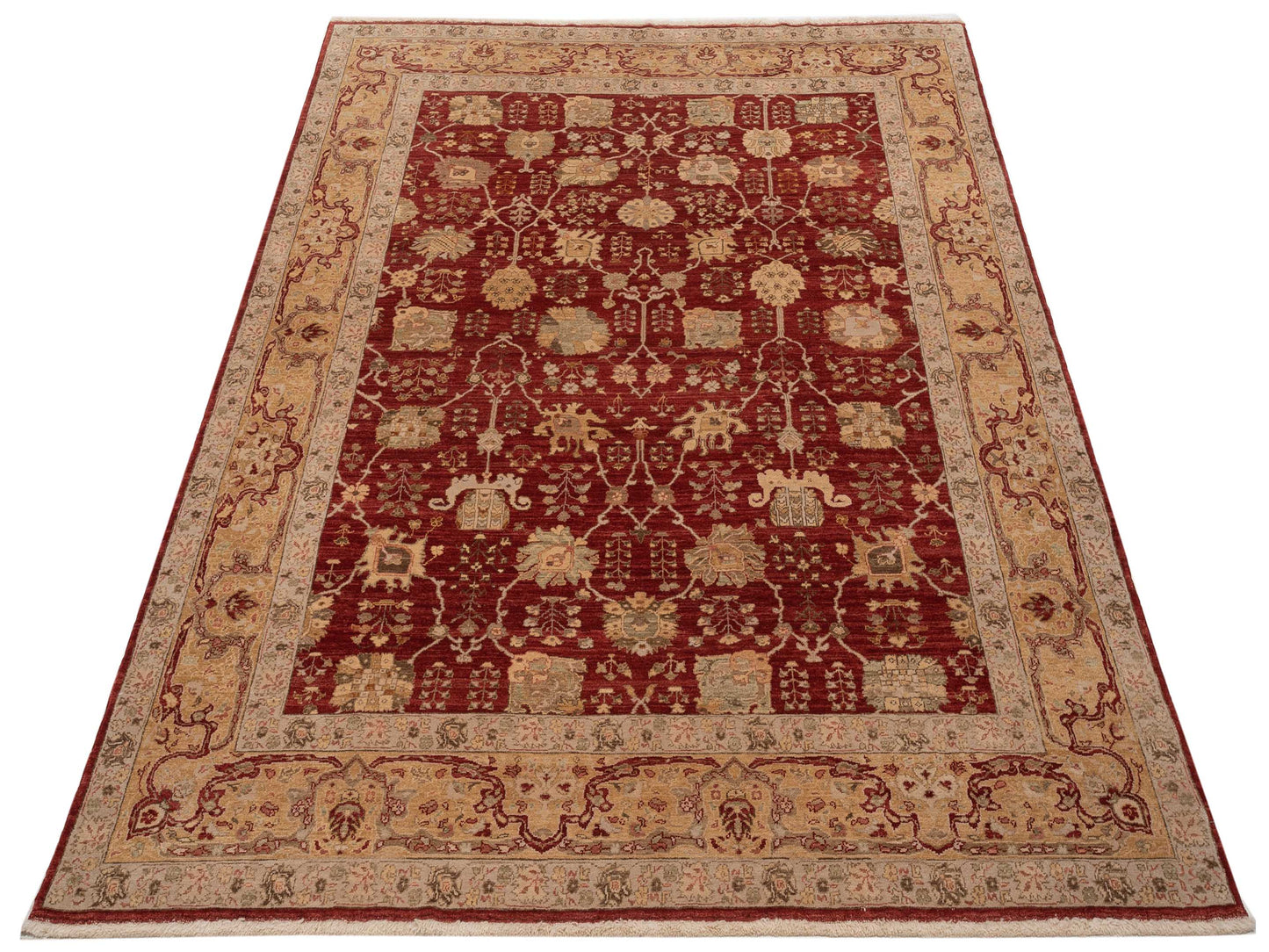 Yasemin Erenay Red Gold 8.3x9.9 Hand Knotted Rug
