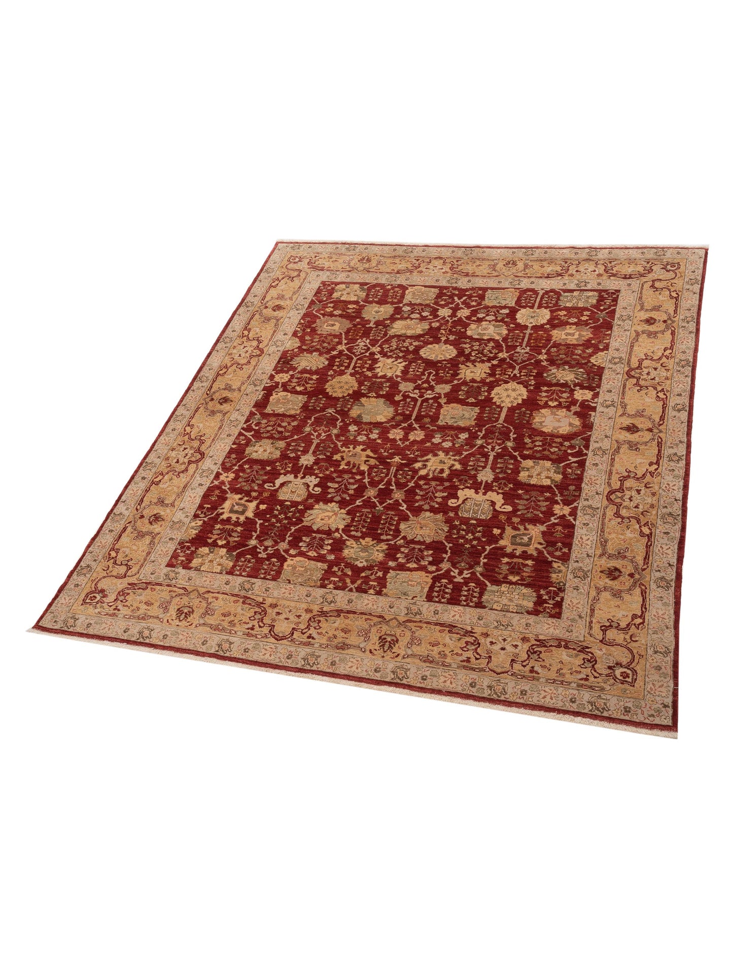 Yasemin Erenay Red Gold 8.3x9.9 Hand Knotted Rug