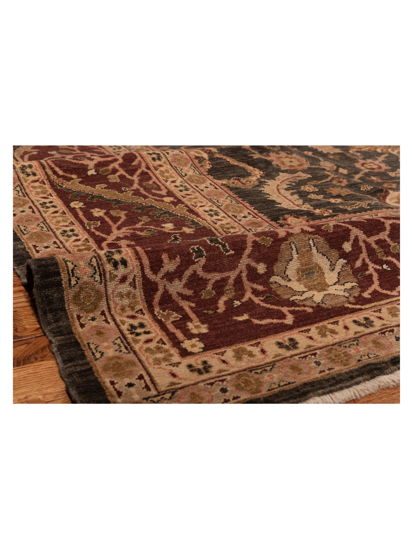 Yasemin Sumer Charcoal Burgundy 10.4x13.10 Hand Knotted Rug