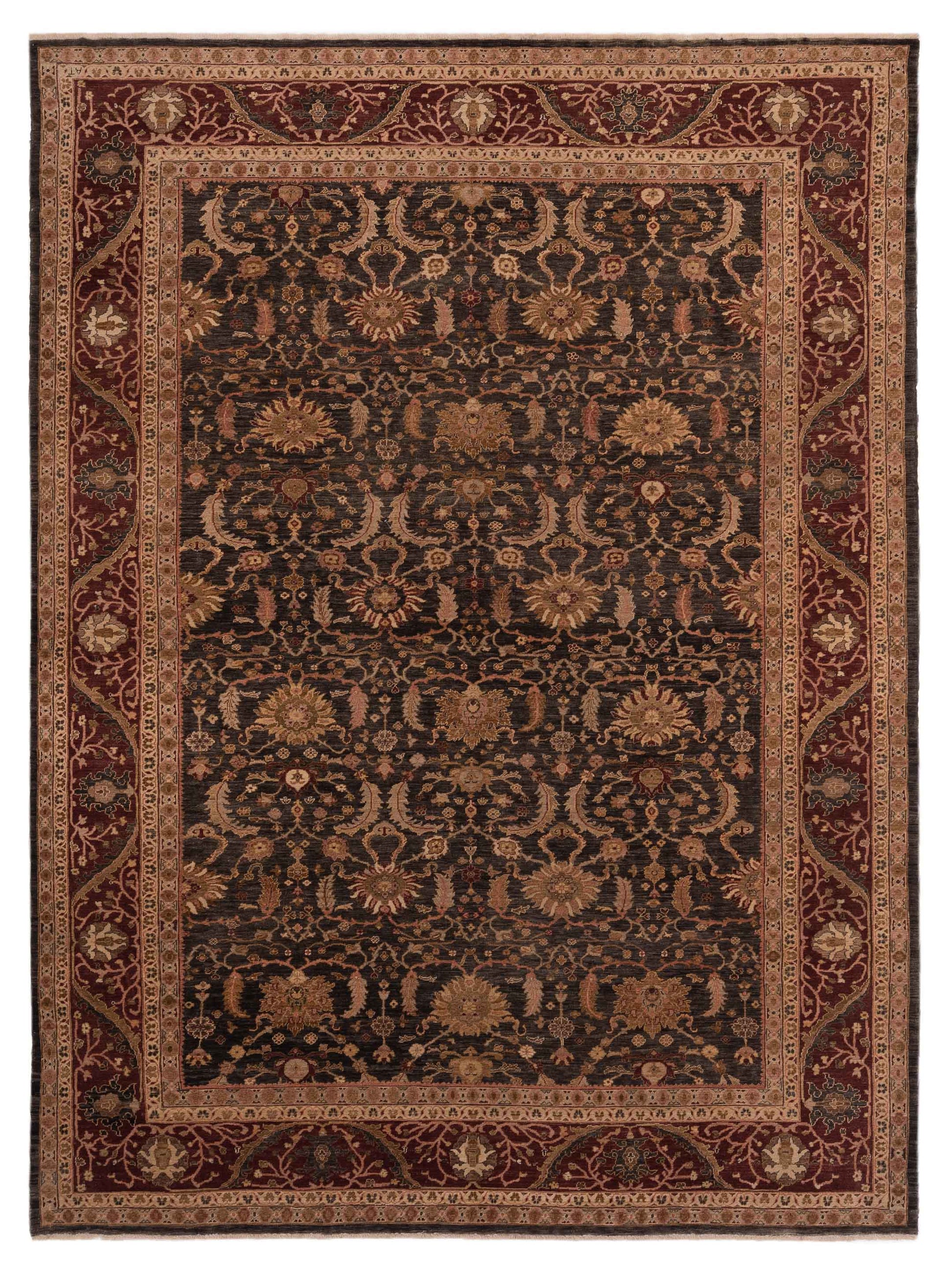 Pasha Yasemin  Charcoal Burgundy Traditional