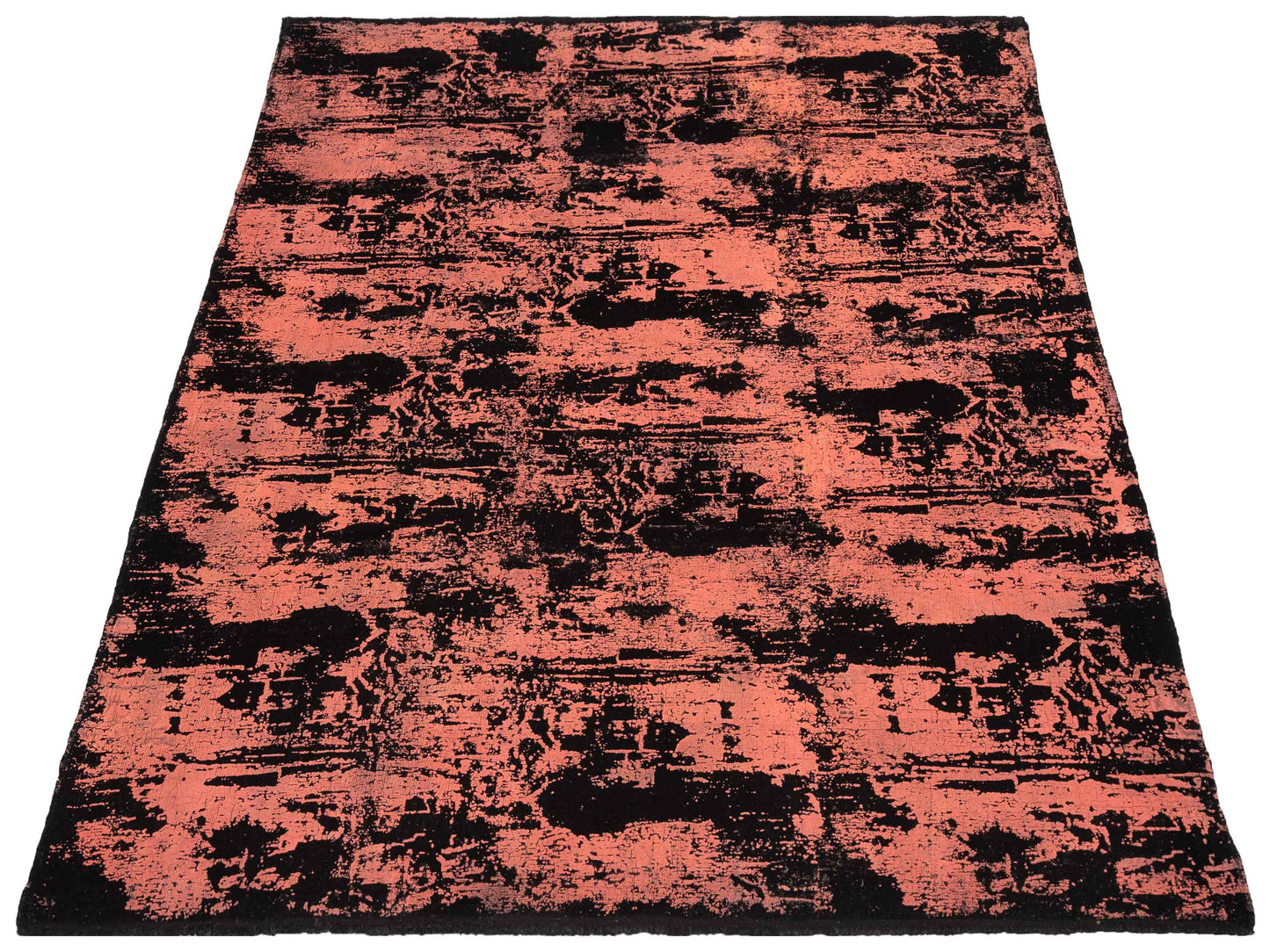 Vintage 110329 Black Orange 8.11x10.7 Hand Knotted Rug
