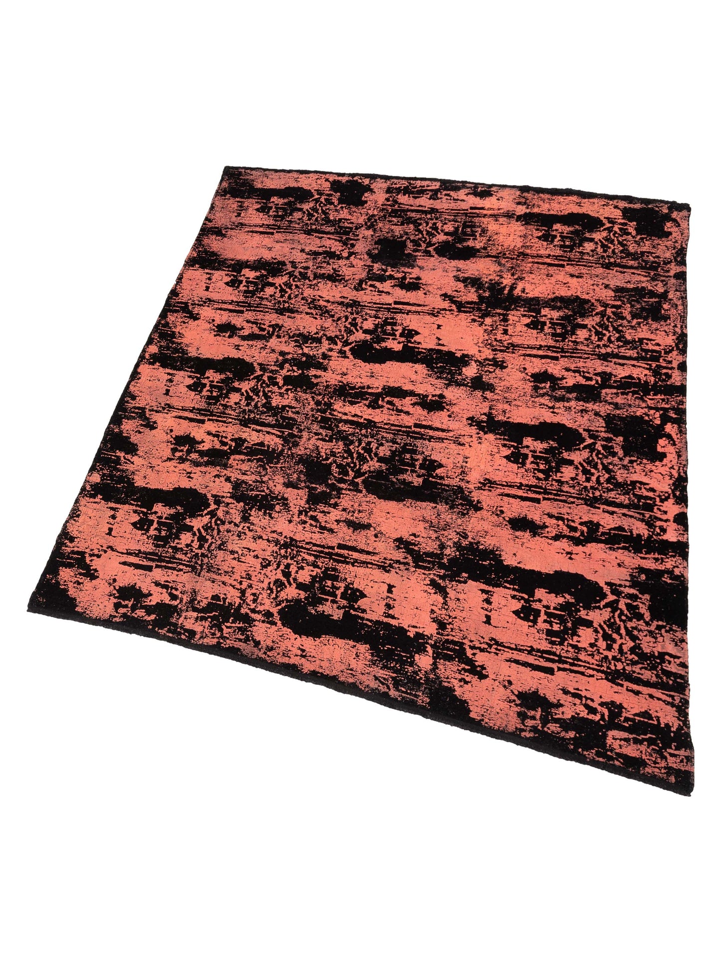 Vintage 110329 Black Orange 8.11x10.7 Hand Knotted Rug