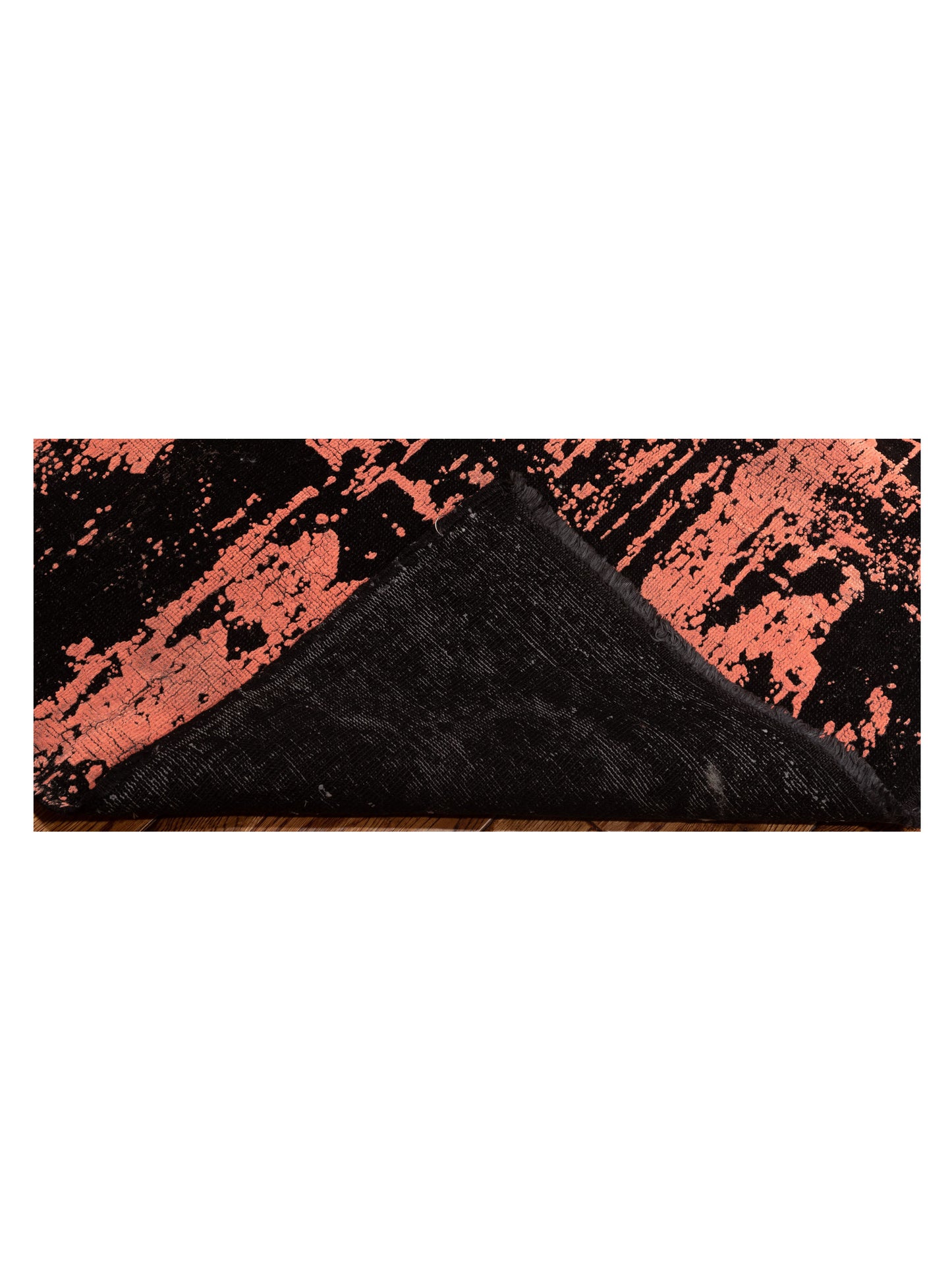 Vintage 110329 Black Orange 8.11x10.7 Hand Knotted Rug