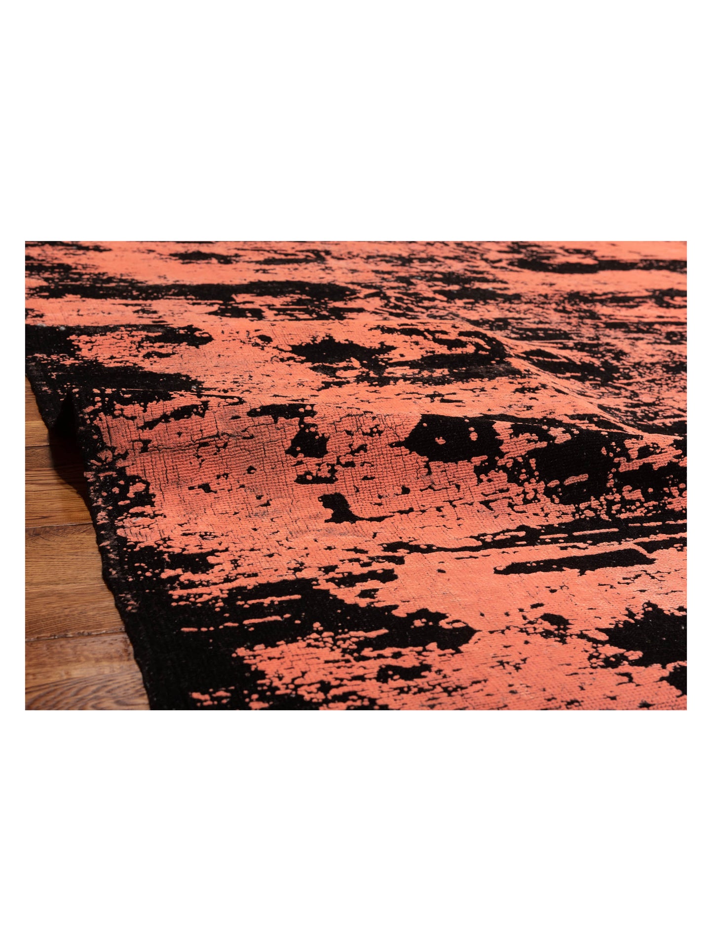 Vintage 110329 Black Orange 8.11x10.7 Hand Knotted Rug