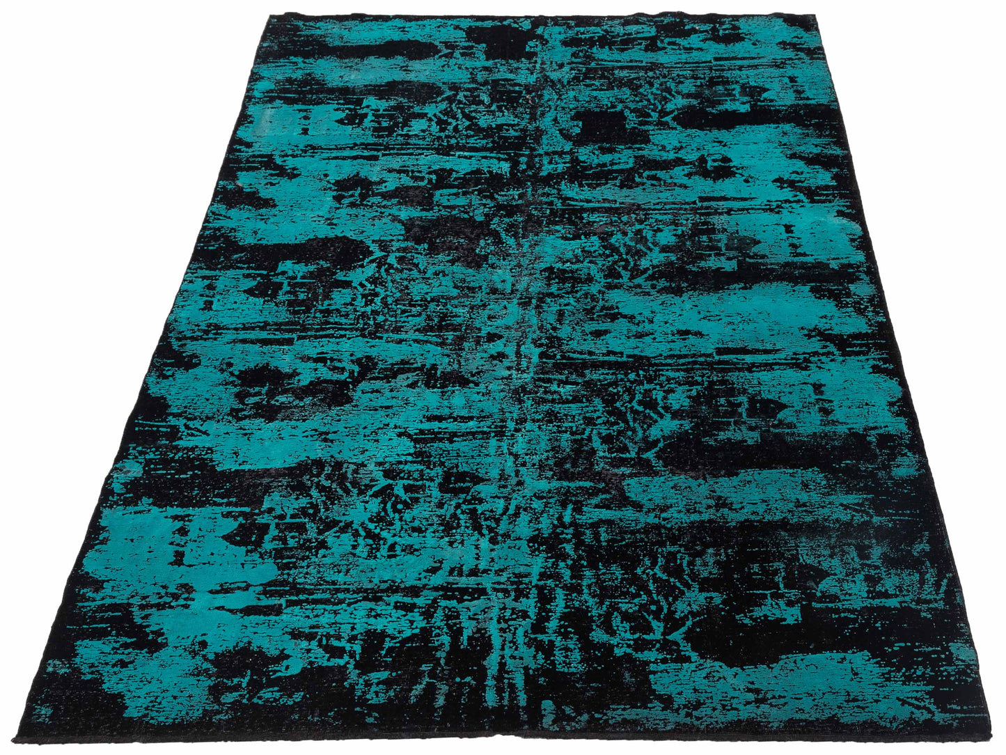Vintage 110357 Black Turquoise 6.6x9.7 Hand Knotted Rug
