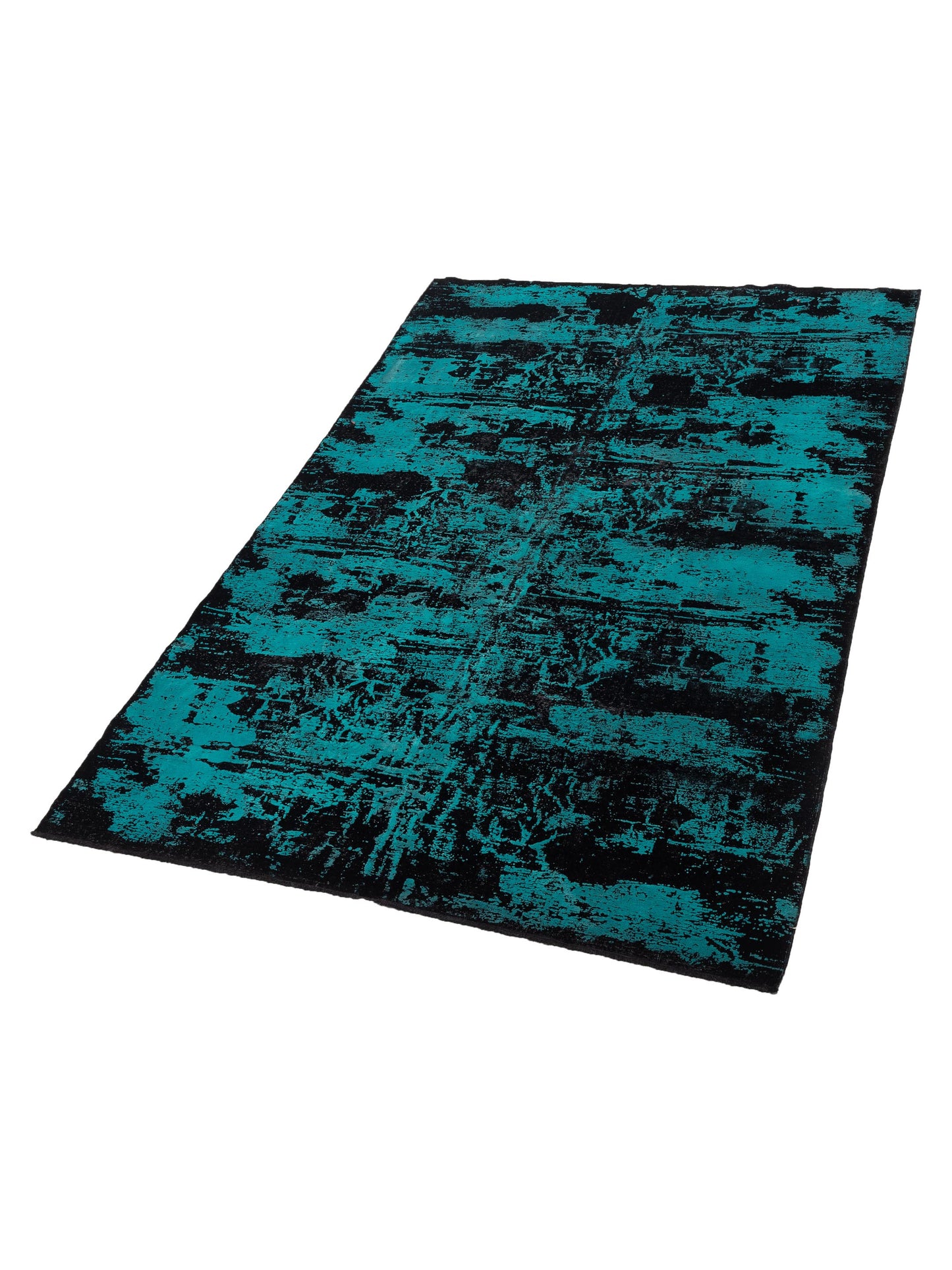 Vintage 110357 Black Turquoise 6.6x9.7 Hand Knotted Rug