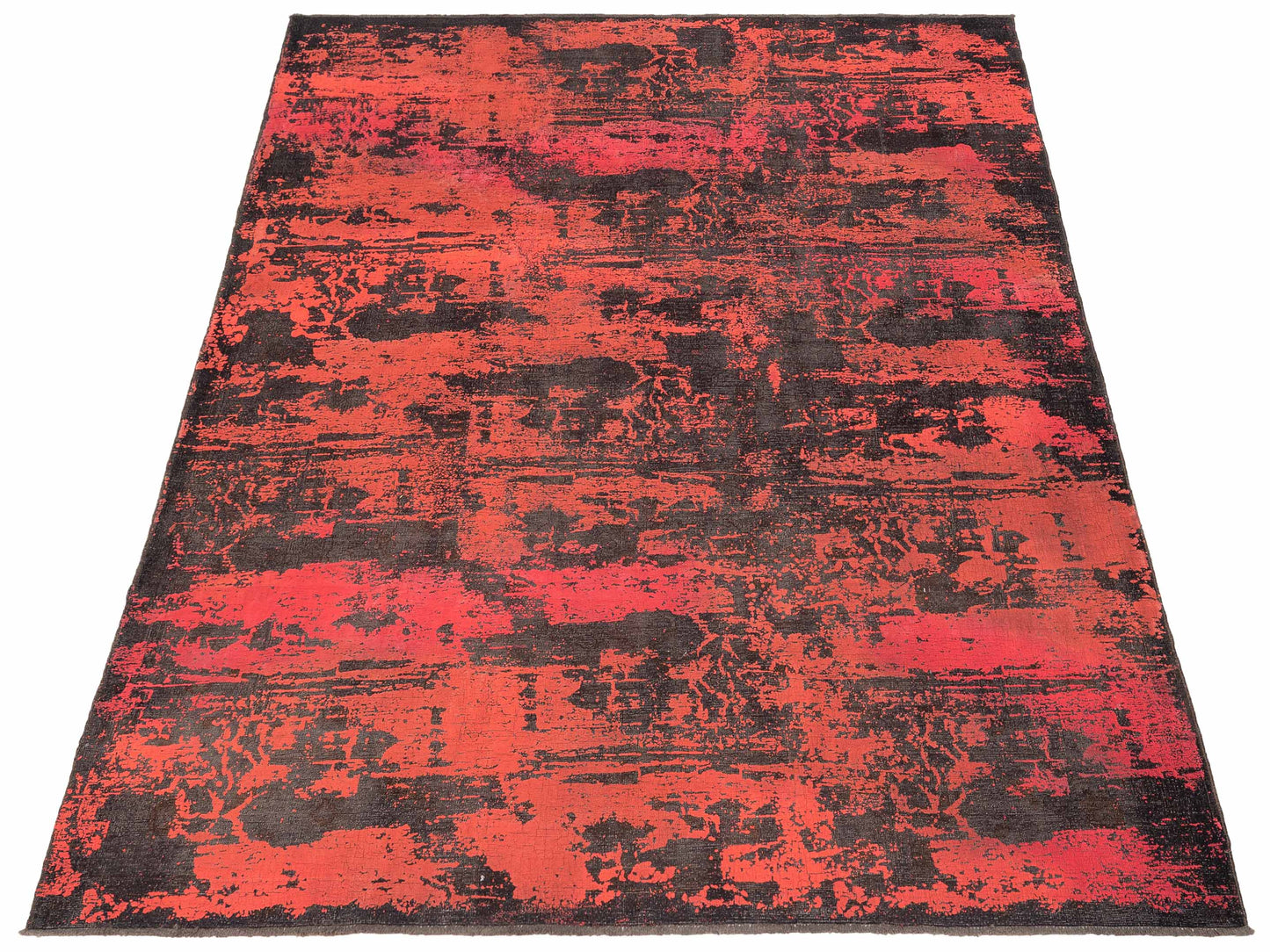 Vintage 110371 Black Orange 8.11x11 Hand Knotted Rug