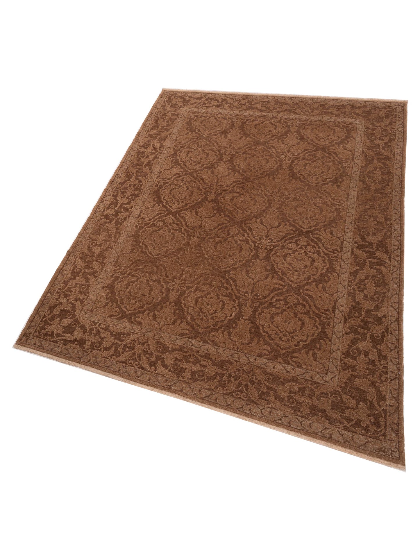 Defne Tulip Dark Brown Brown 6.3x8.10 Hand Knotted Rug