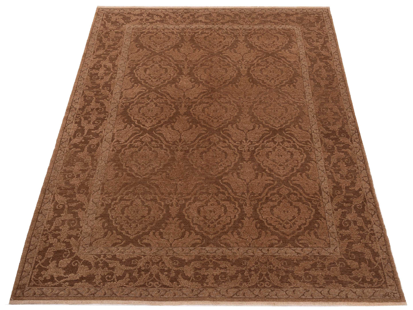 Defne Tulip Dark Brown Brown 6.3x8.10 Hand Knotted Rug