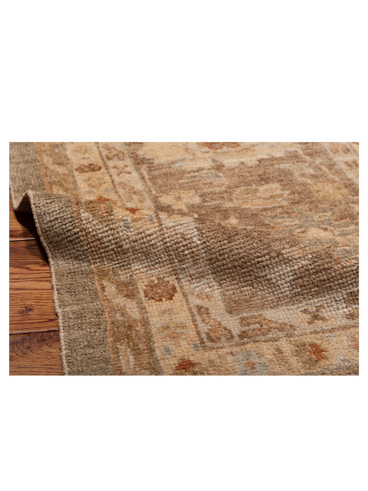 Angora Oushak 110384 Green Brown 12.7x20.7 Hand Knotted Rug
