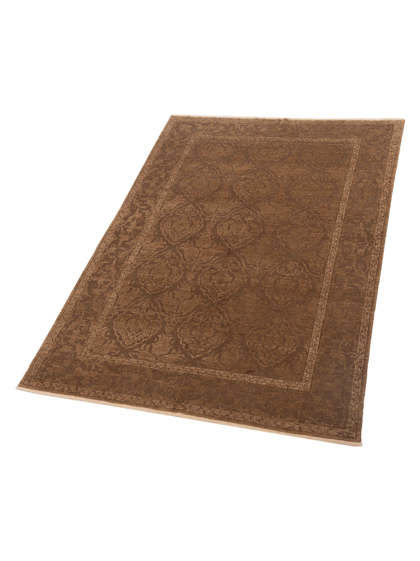 Defne Tulip Dark Brown Brown 6.1x8.10 Hand Knotted Rug