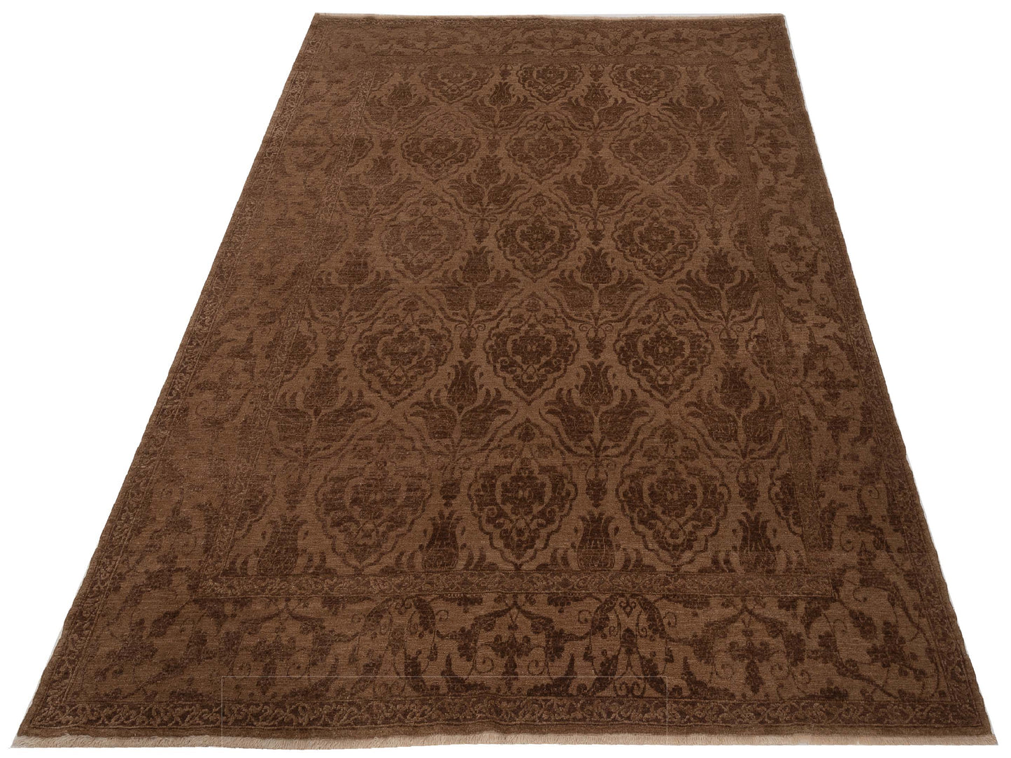 Defne Tulip Brown Dark Brown 8.5x9.11 Hand Knotted Rug