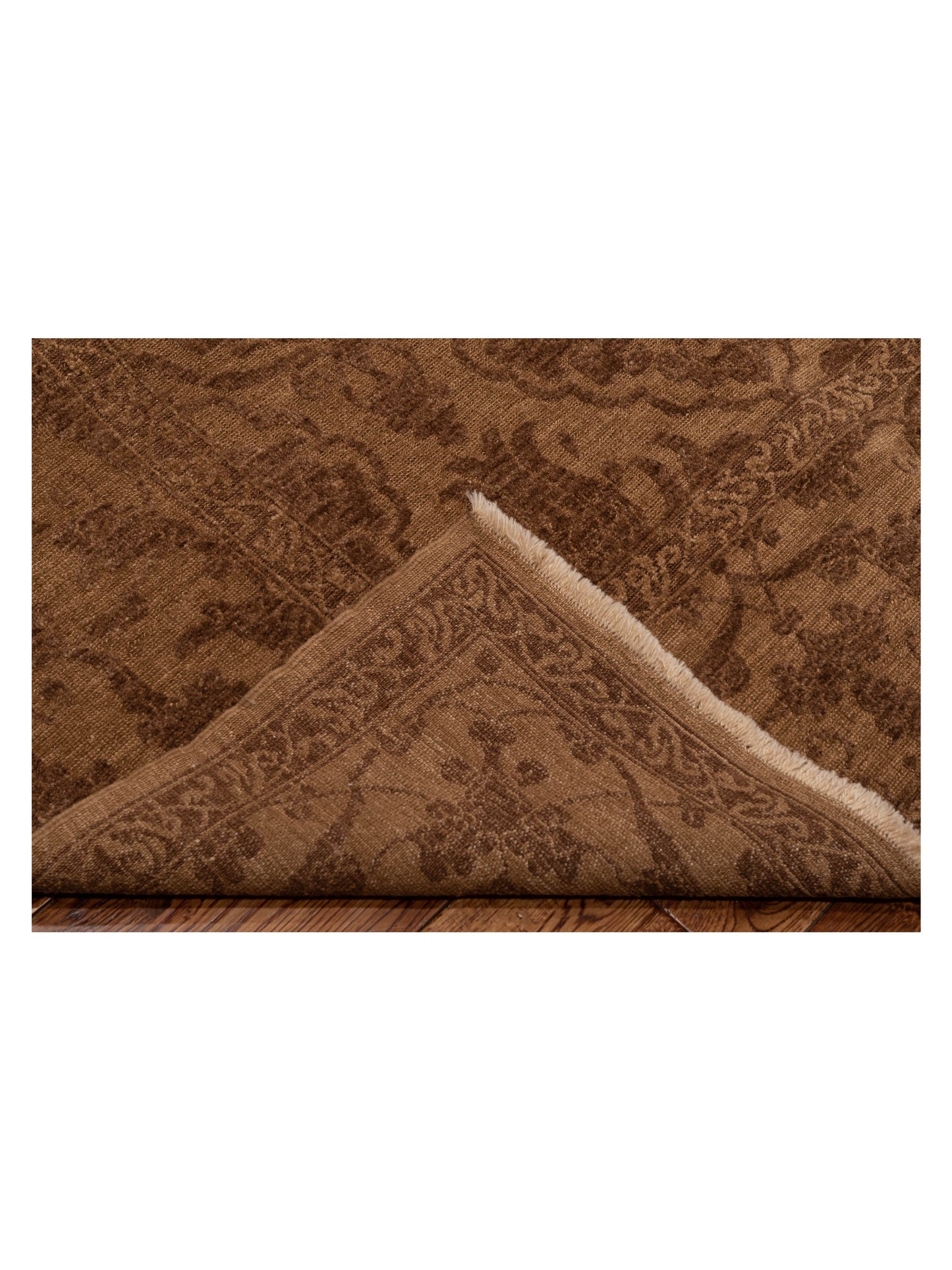 Defne Tulip Brown Dark Brown 8.5x9.11 Hand Knotted Rug